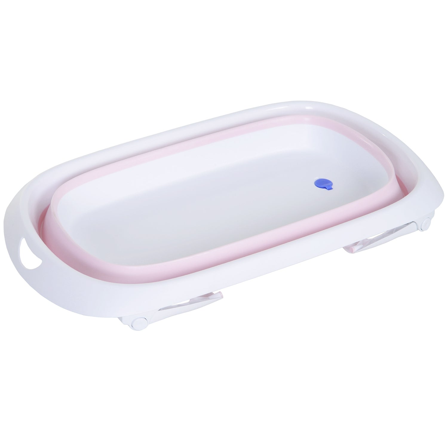 Vikbart rosa babybadkar, ergonomisk halkfri design