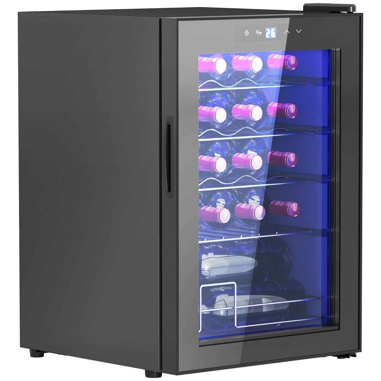 Vinkylskåp 20 flaskor, Anti-UV-glas, LED-ljus