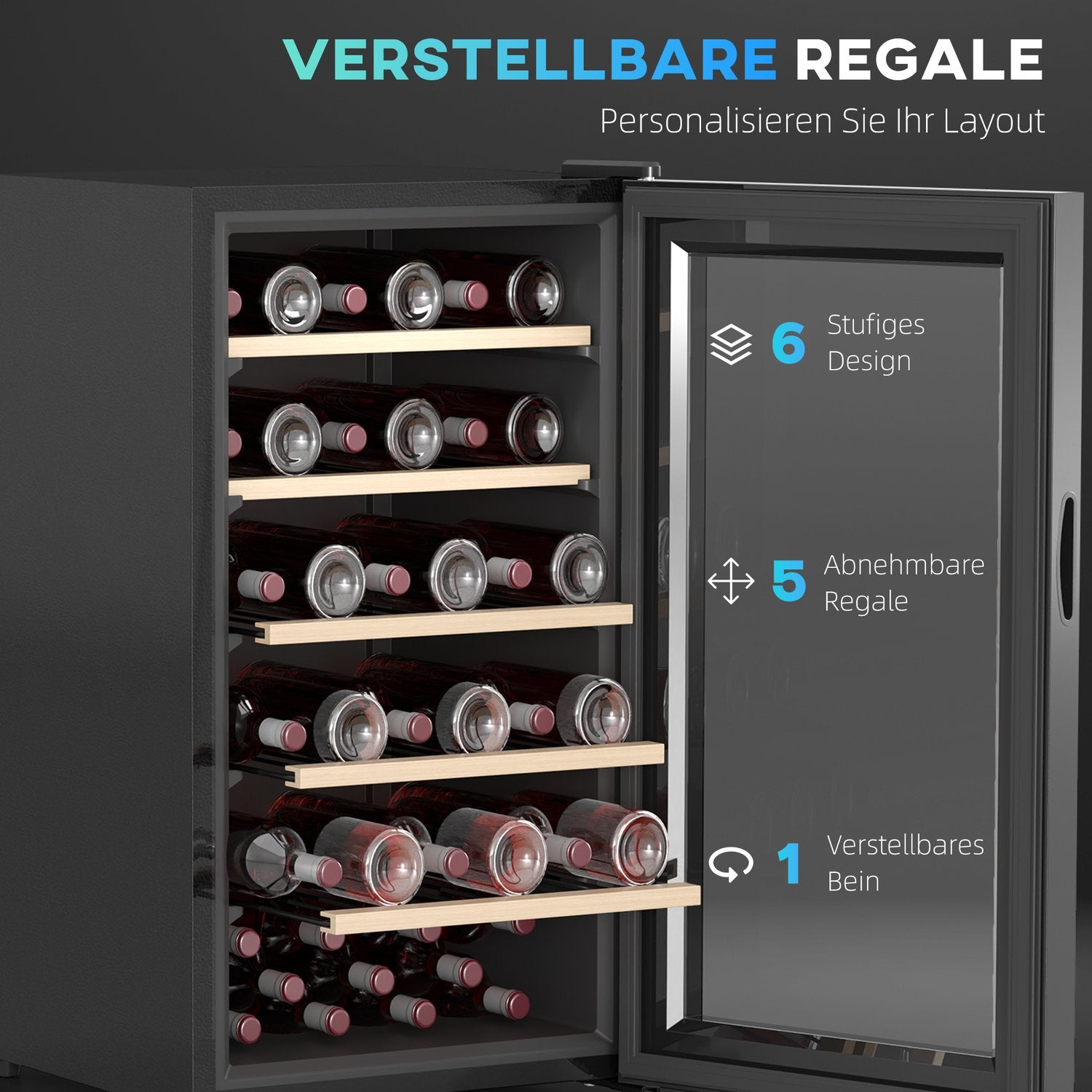 Vinotéka na 41 lahví, LED osvětlení, dotyková obrazovka