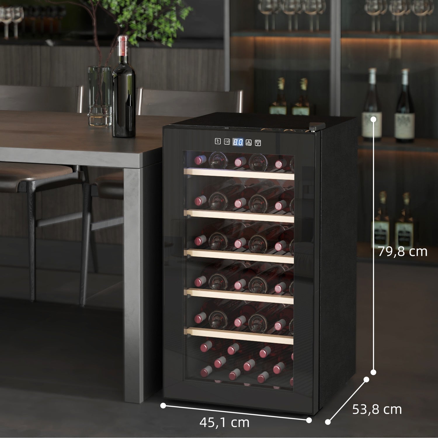 Vinotéka na 41 lahví, LED osvětlení, dotyková obrazovka
