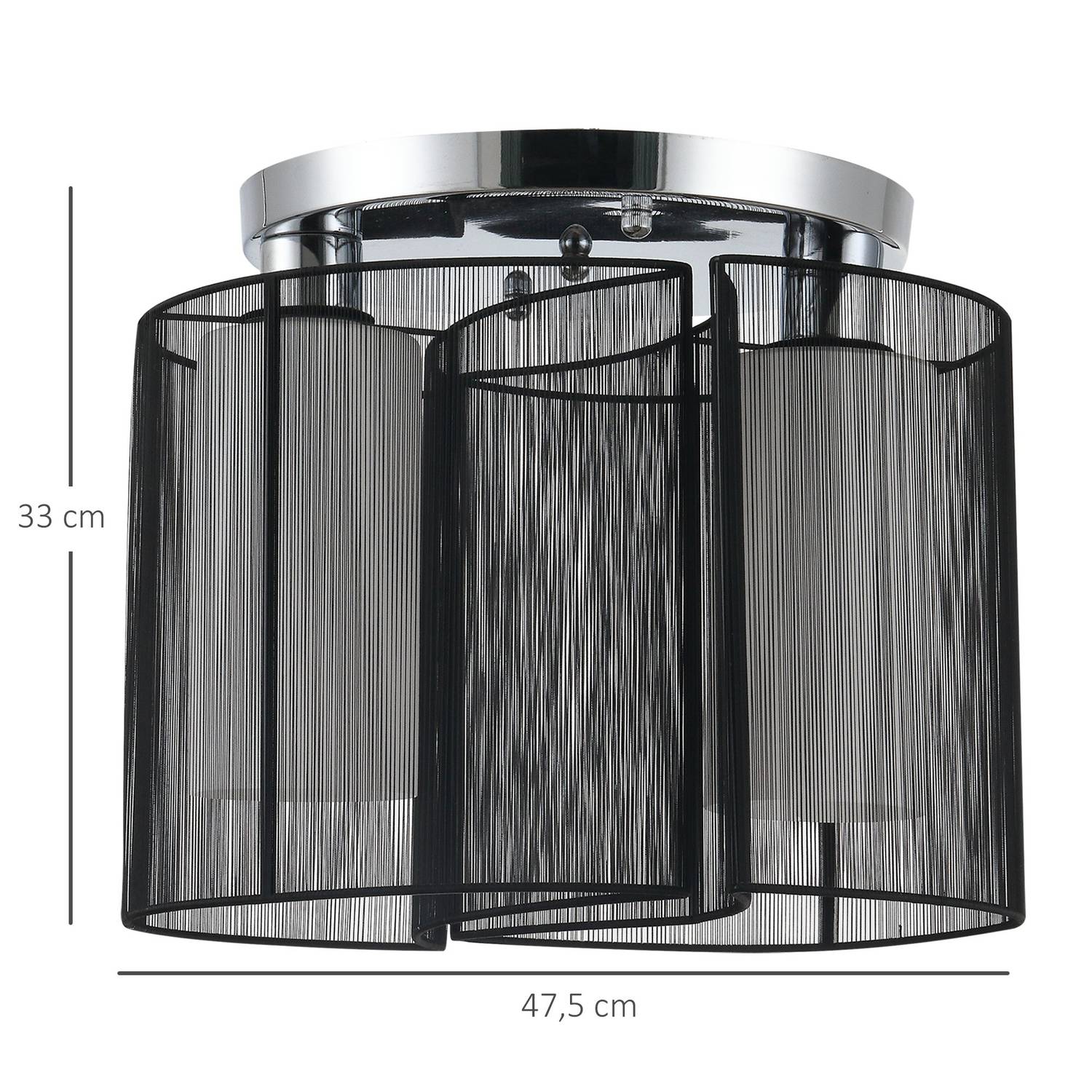 Vintage taklampa – 2-lamps E27 sockel, svart, Ø47,5 cm