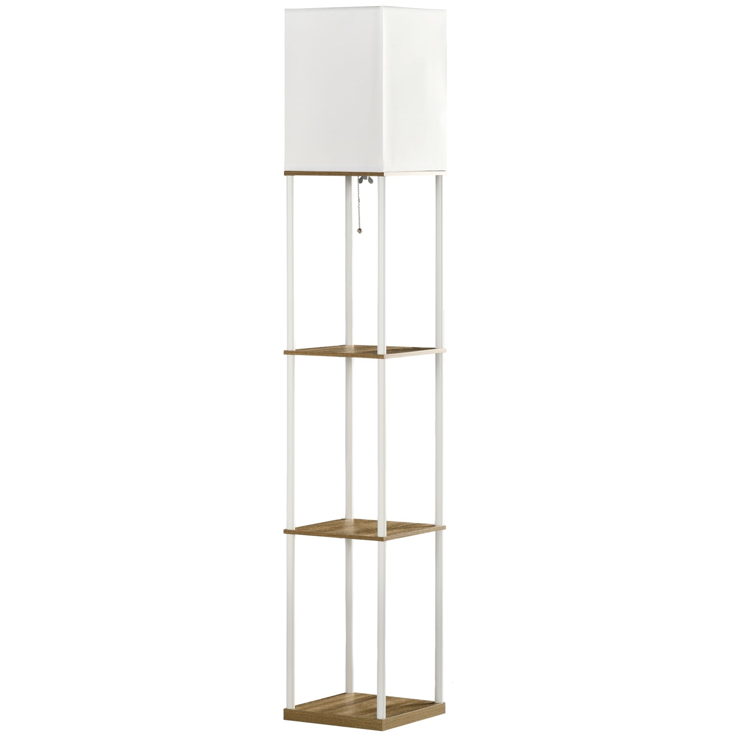 Vit golvlampa med tygskärm, E27 Sockel, 40W