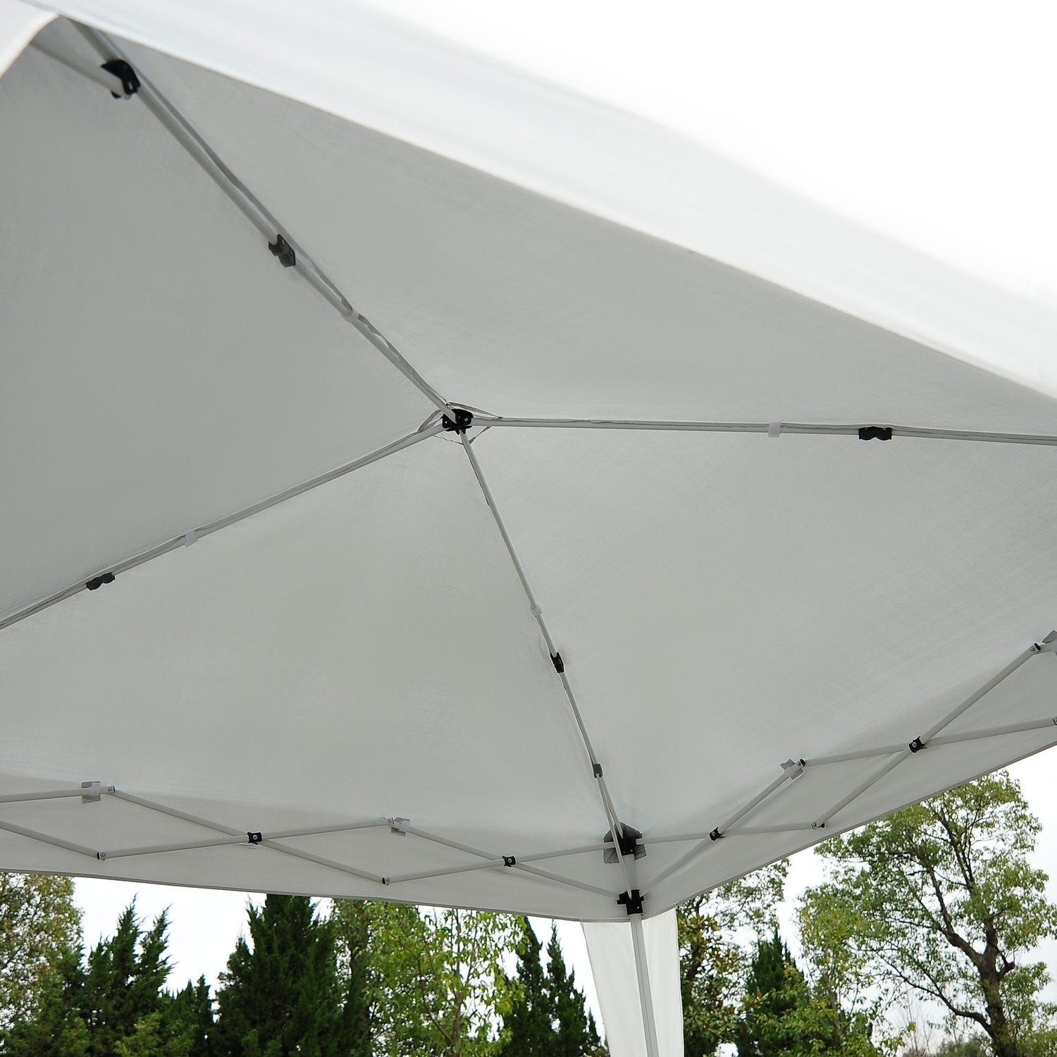 Vit hopfällbart paviljongtält i stål med bärväska, 2,4x2,4M