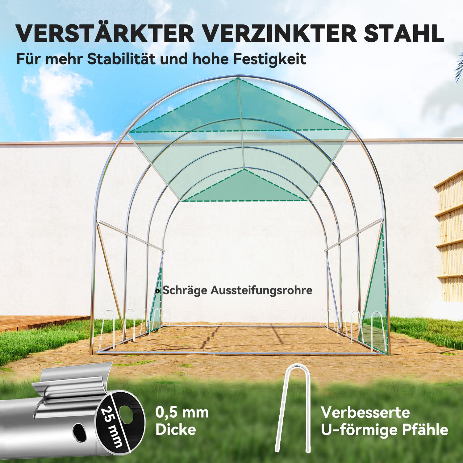 Växthus 3x2x2m med Roll-Up Sidor & UV-skydd