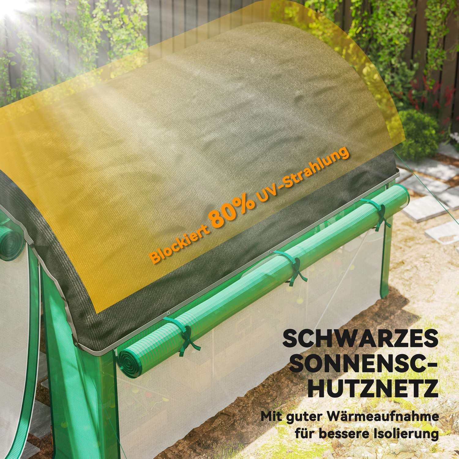 Växthus 3x2x2m med Roll-Up Sidor & UV-skydd