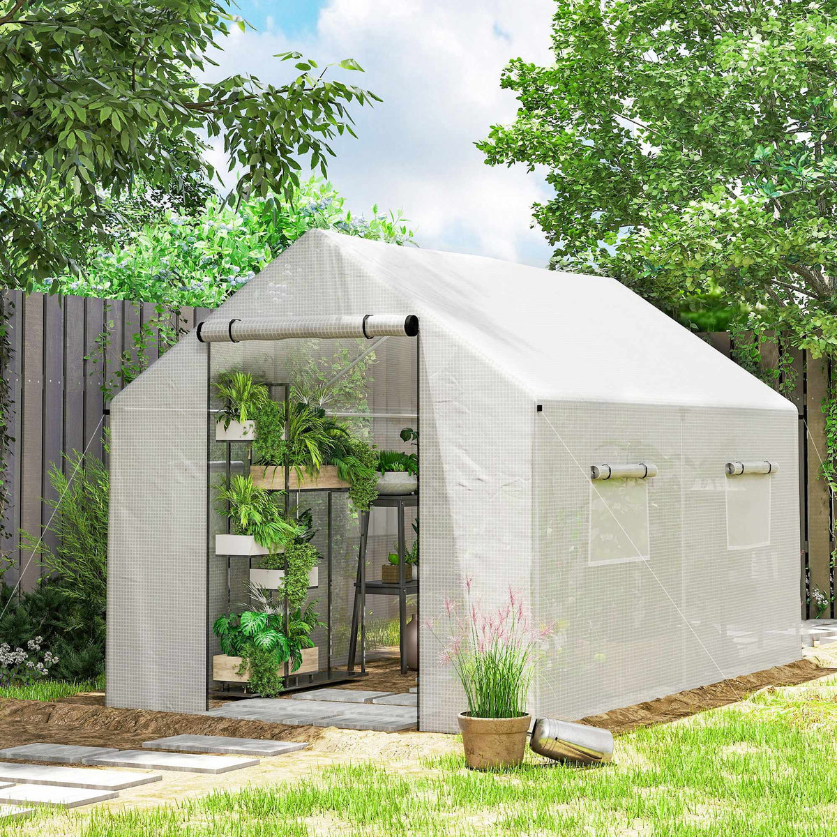 Skleník 3x2x2m s UV odolným krytem, síťovaná okna