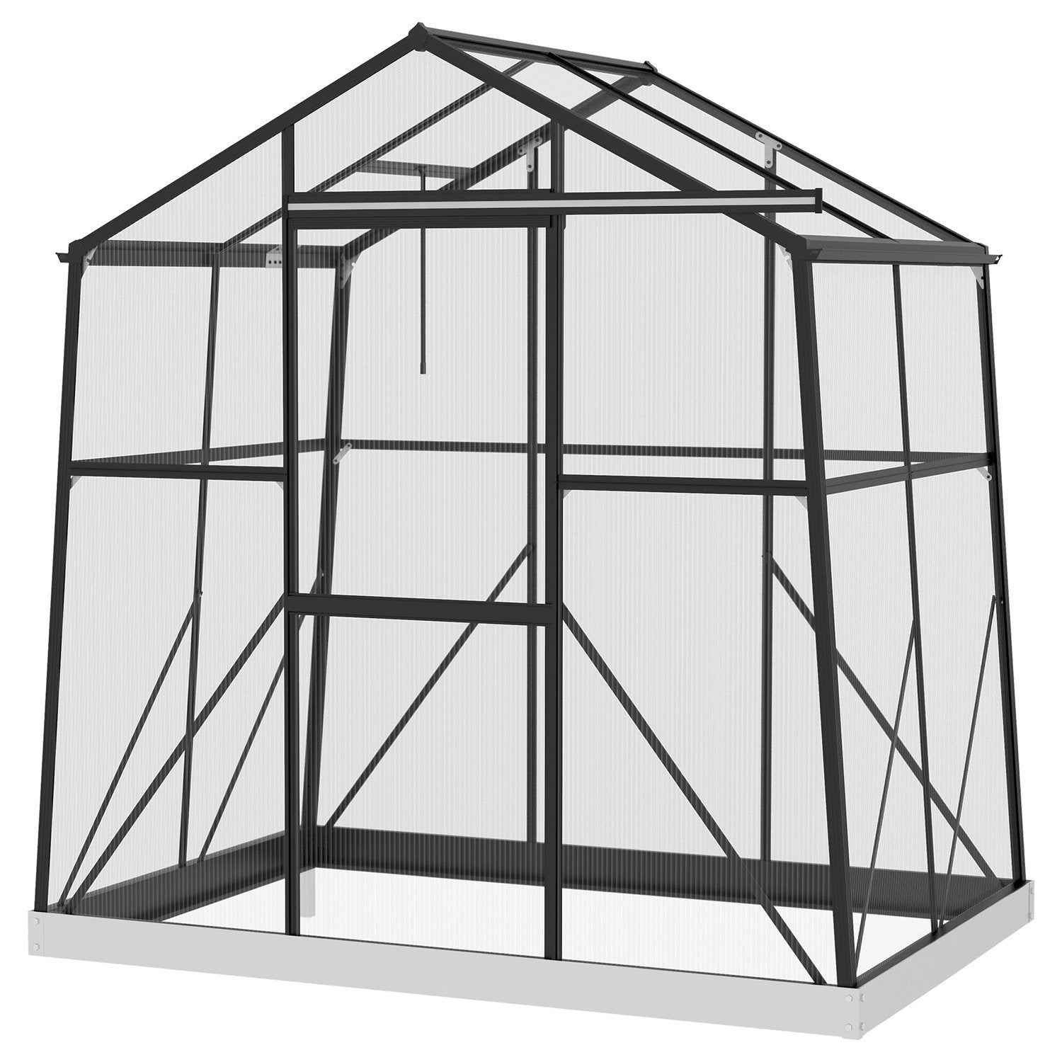Växthus i aluminium med fönster och skjutdörr, 2,51 m²