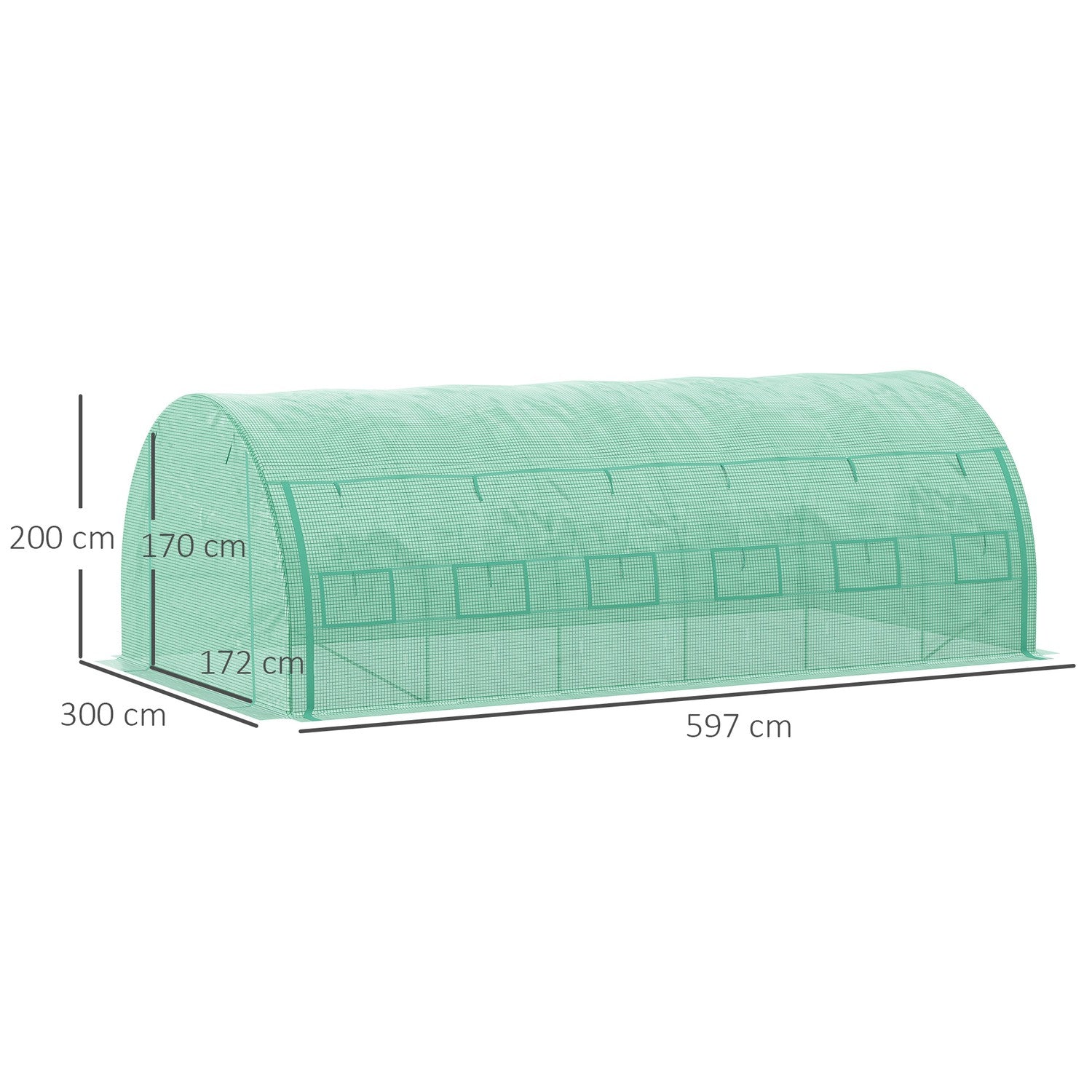 Växthuspolytunnel 6x3x2M, UV-skydd, Walk-In Design