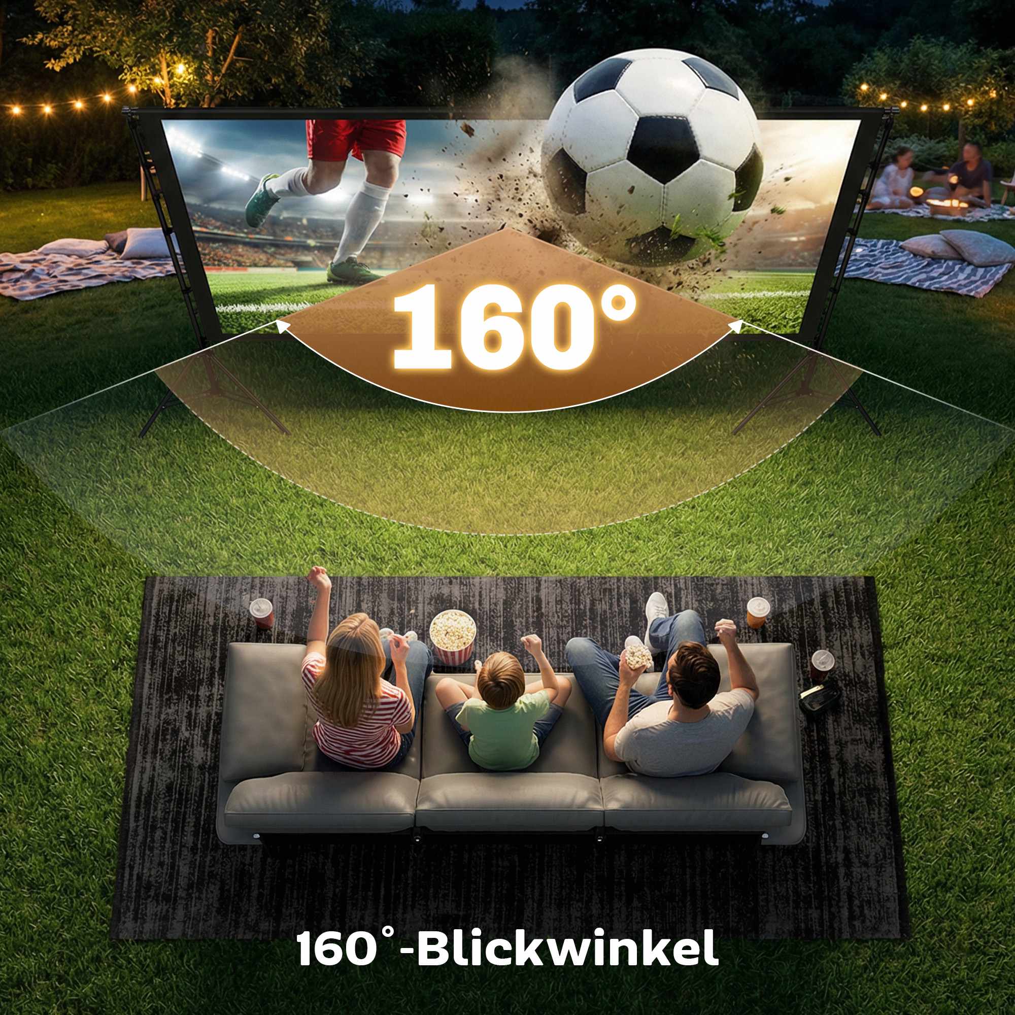 100" projektorduk med stativ, 4K/8K, 16:9-bildförhållande