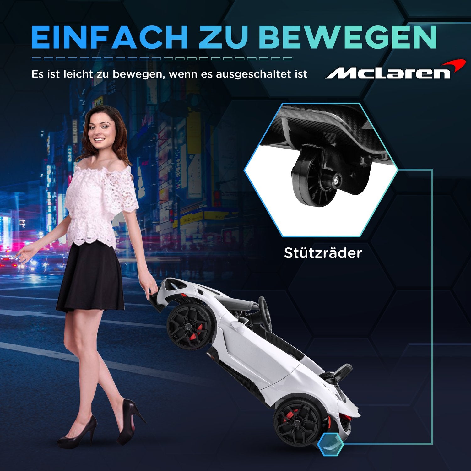 Dětské elektrické auto 12 V s dálkovým ovládáním, světly a hudbou