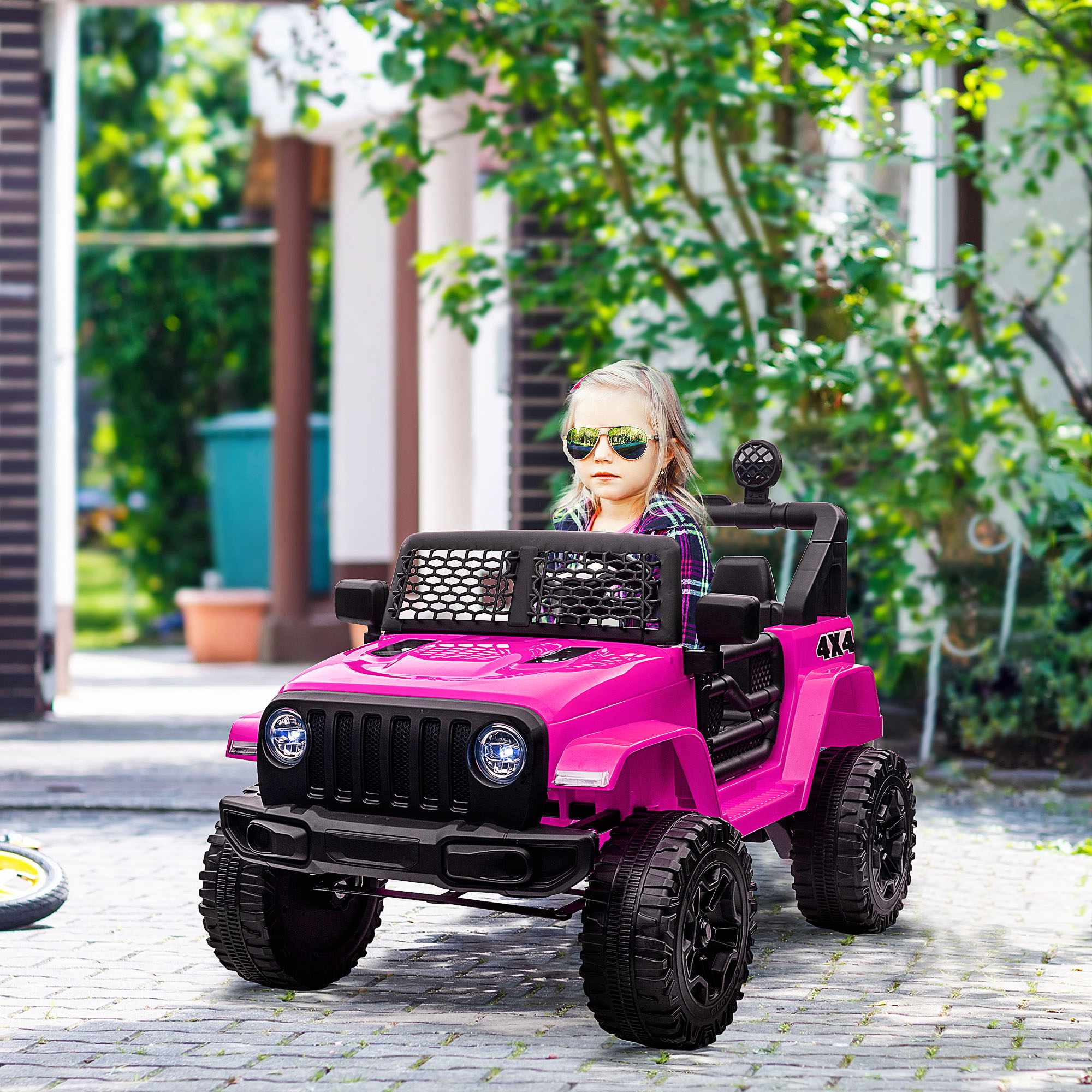 12V elektrisk åkbil för barn, fjärrkontroll, rosa