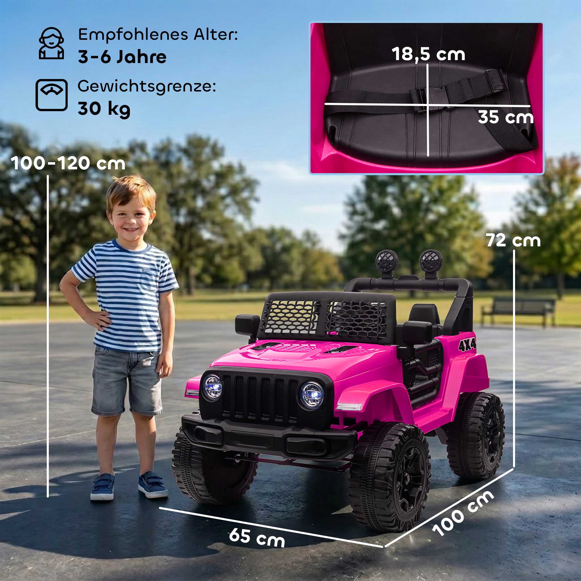 12V elektrisk åkbil för barn, fjärrkontroll, rosa