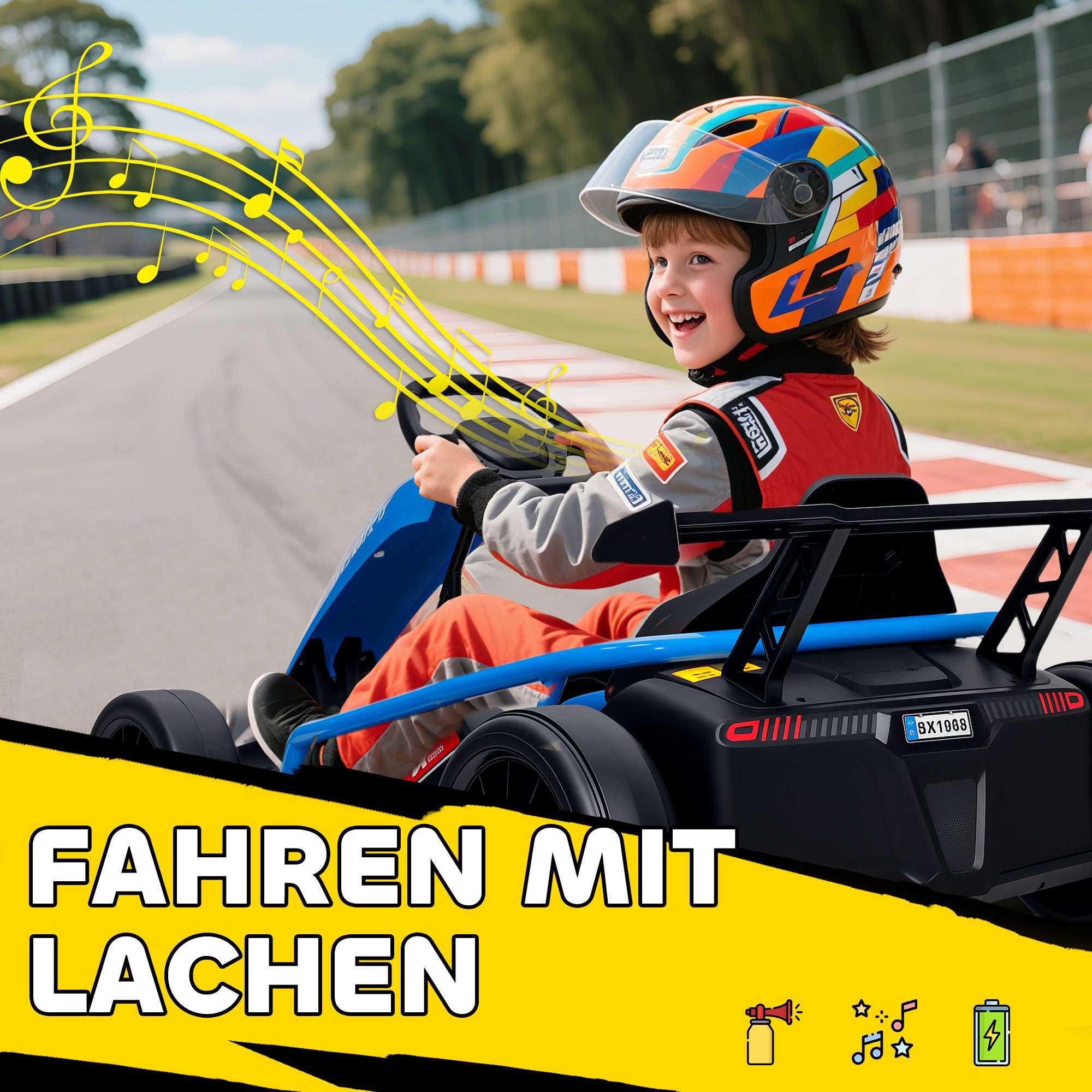 24V elektrisk gokart för drifting, åldrar 8-12, blå