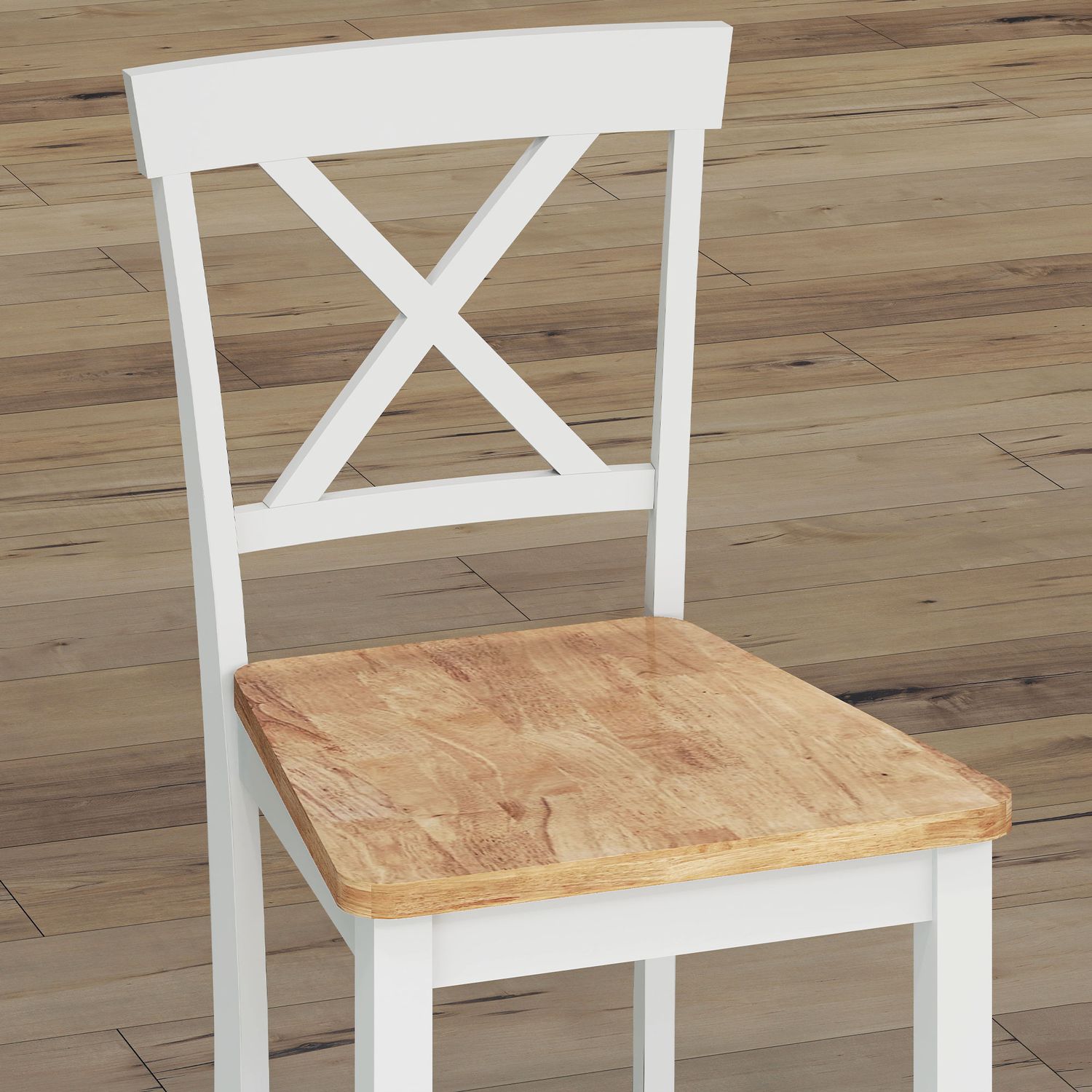 2-delade barstolar av gummi, ek & vit, 60 cm sits