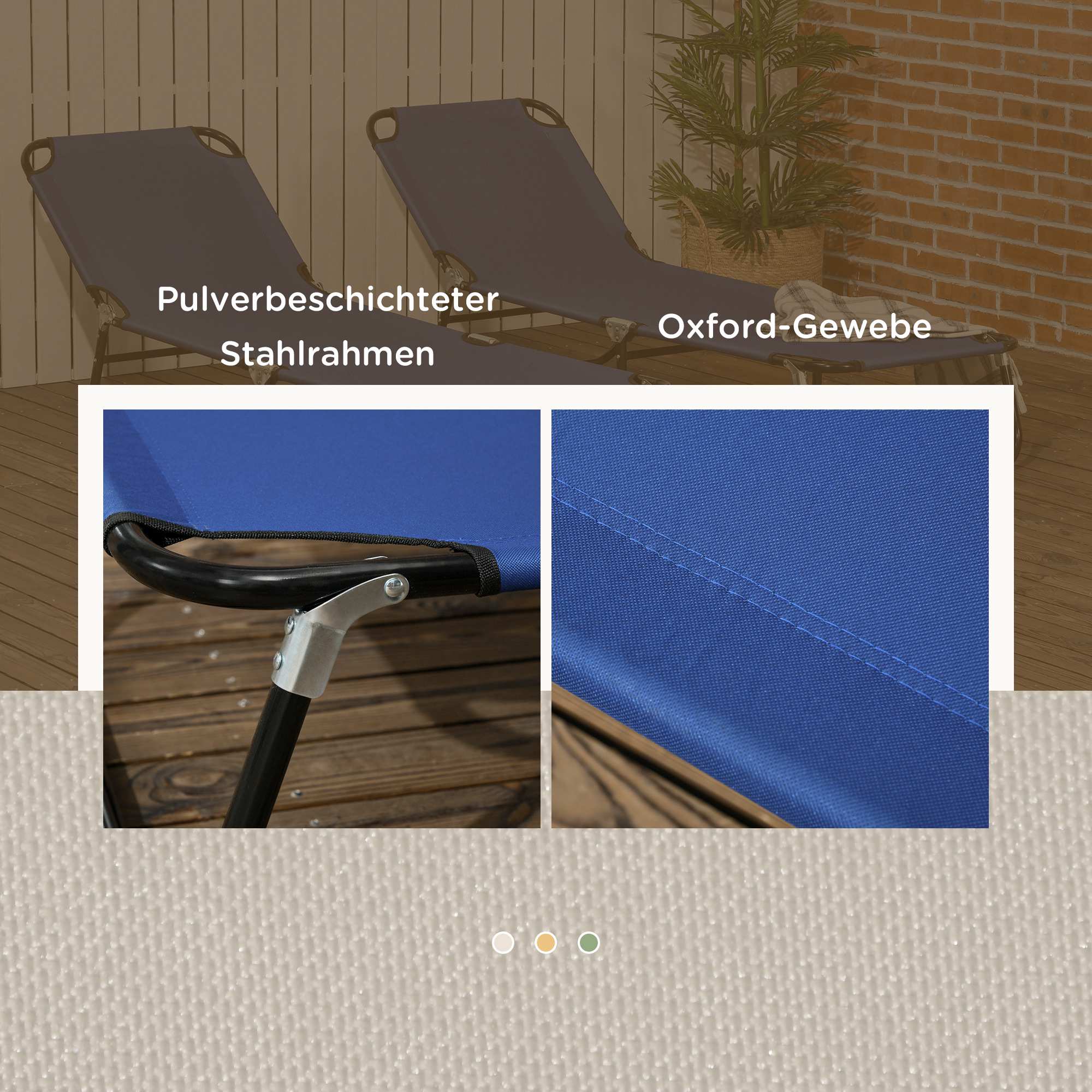 2-delat hopfällbart solsängset, ryggstöd med 5 positioner