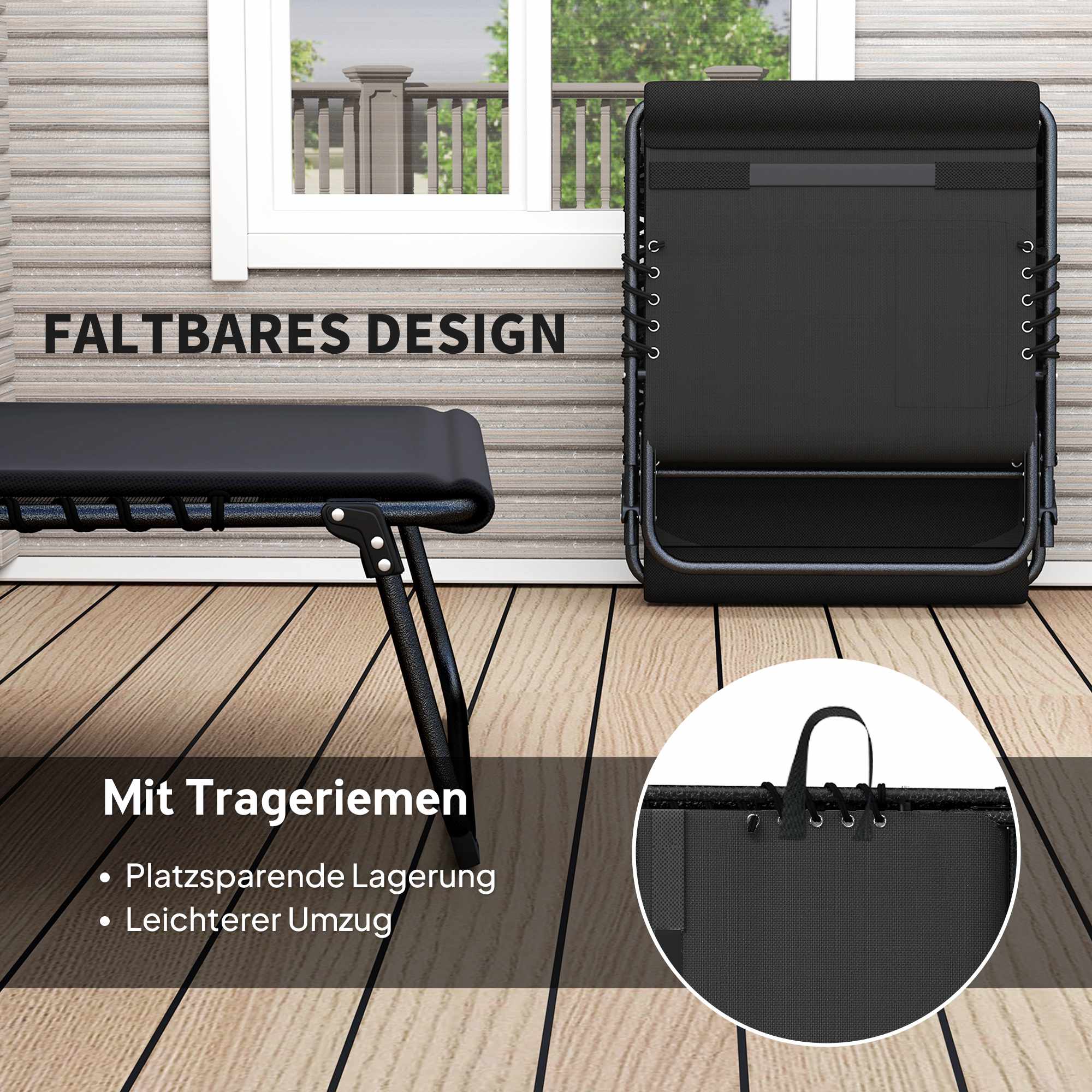 2-delat set med solsängar för utomhusbruk, justerbart, stålram