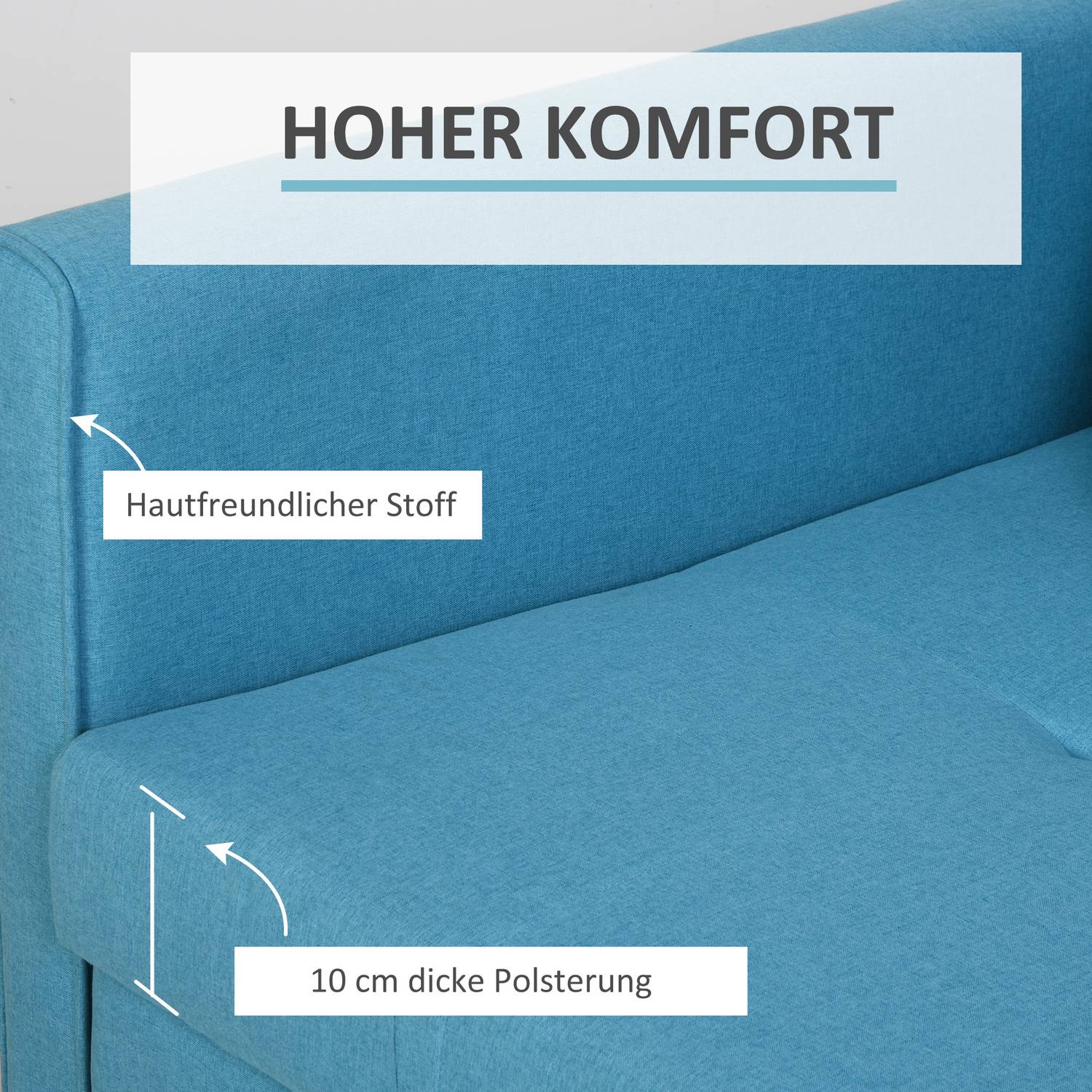 2-sits bäddsoffa – förvaring, ljusgrå polycotton