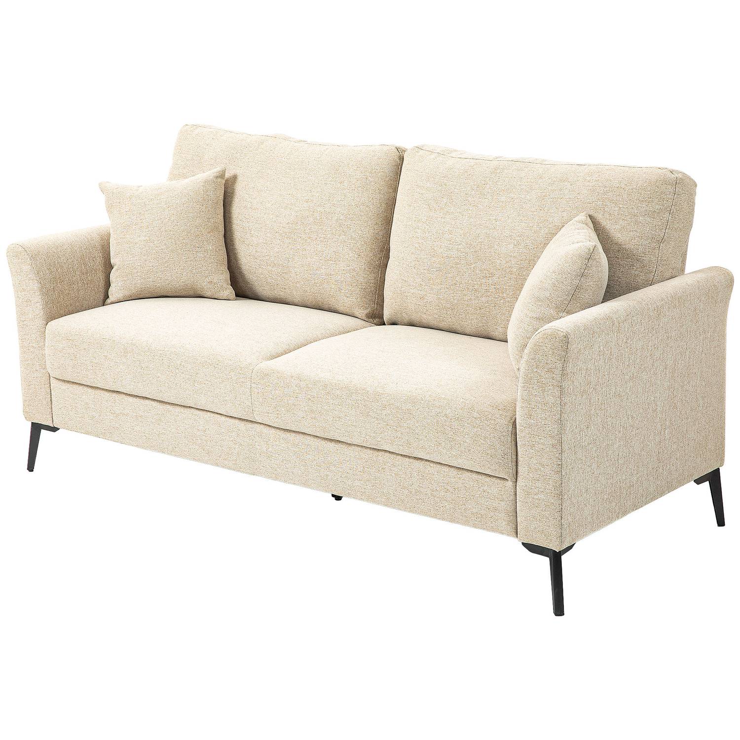 2-sits linnesoffa, metallben, beige klädsel