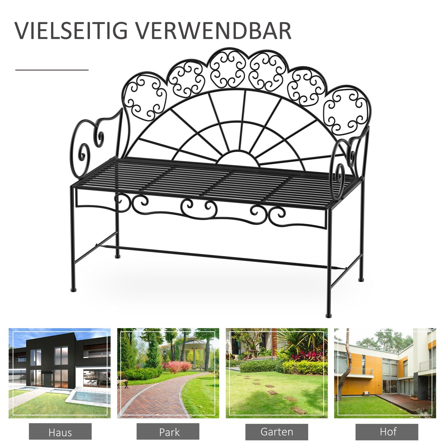 2-sits metall trädgårdsbänk – Parkmöbler