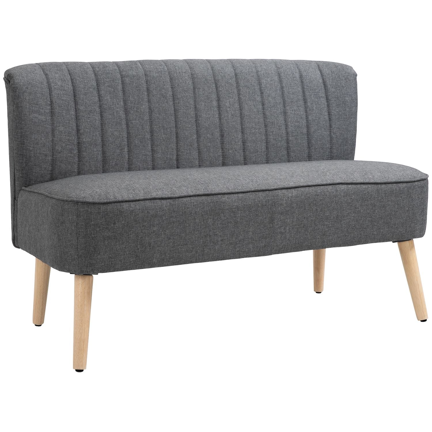 2-sitssoffa, linne-look, träram, 117 cm, grå