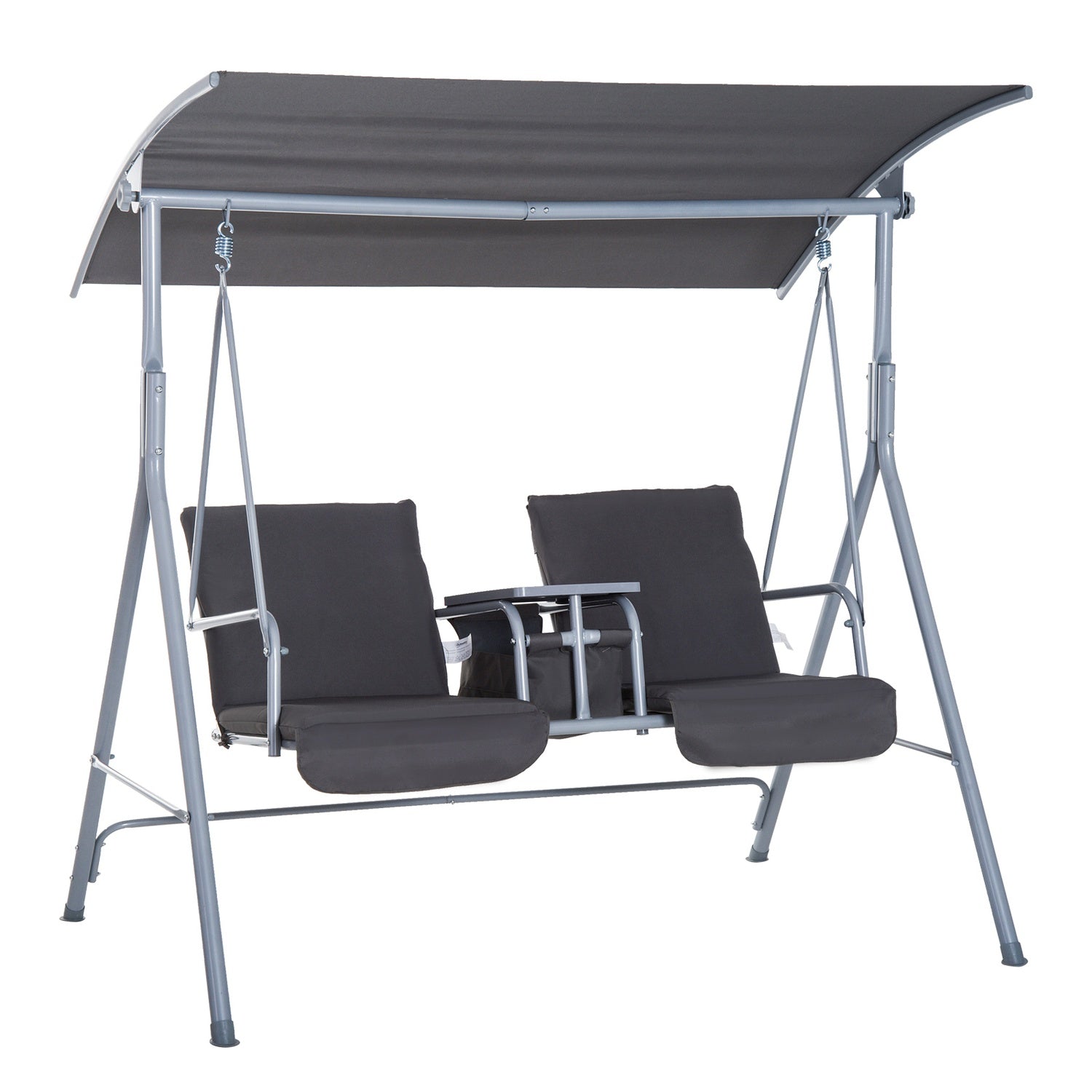 2-sits trädgårdsgunga med solskydd, grå 175 x 112 x 165 cm