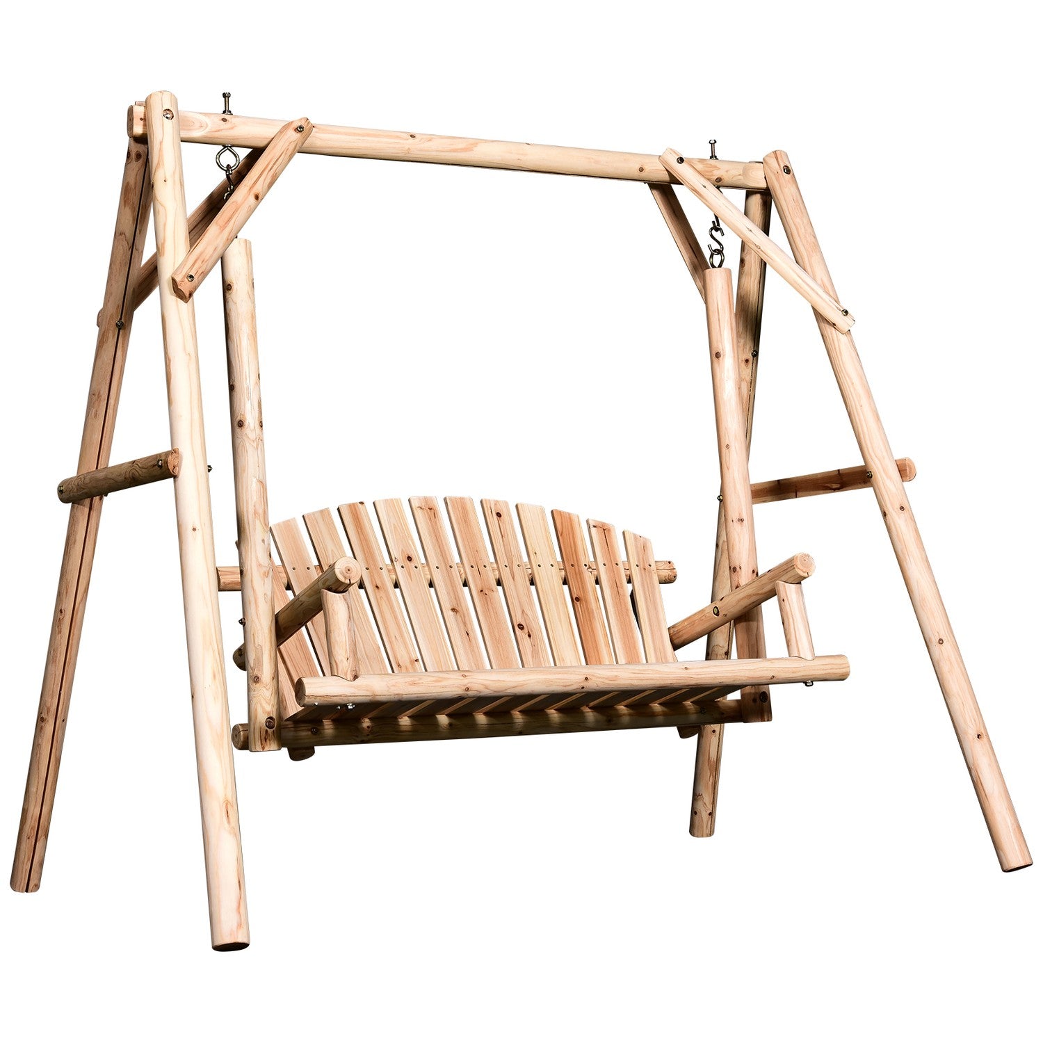 2-sits trädgårdssvingbänk i trä, 187 x 137 x 170 cm