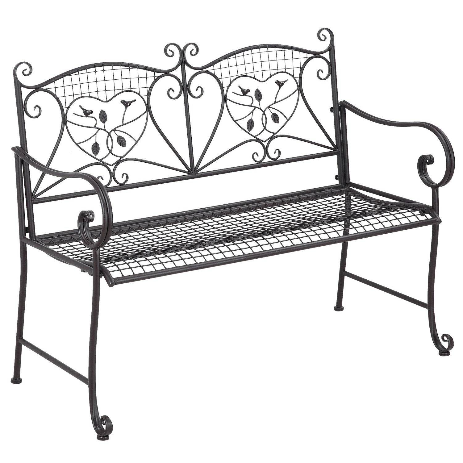 2-sits väderbeständig metall trädgårdsbänk, antik look