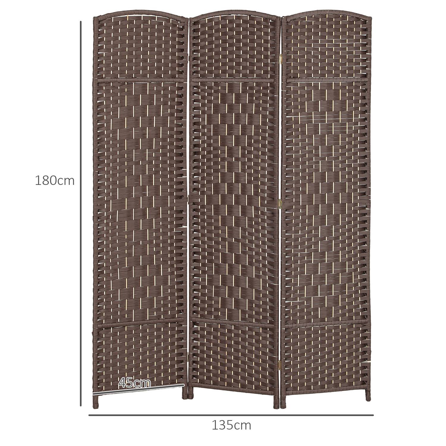 3-panels fällbar rumsavdelare, brun polypropen, furu