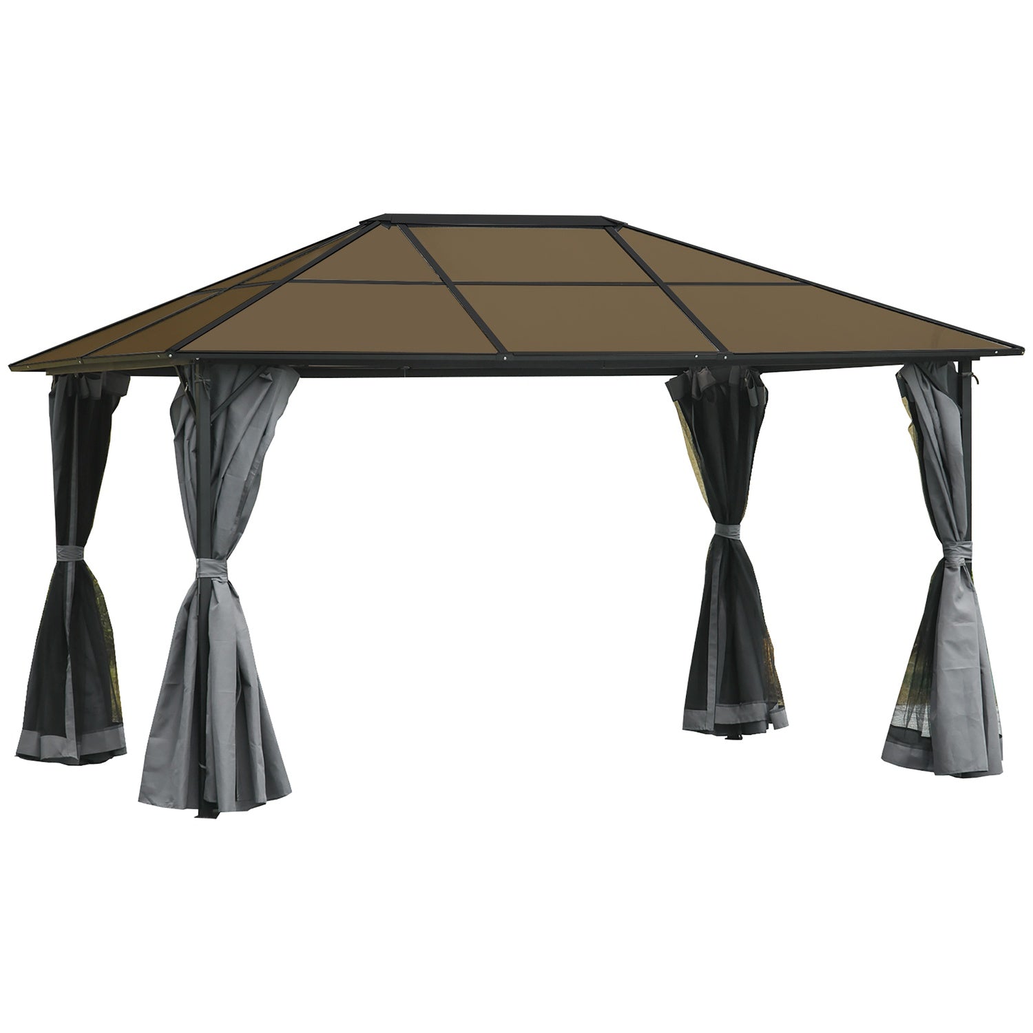 3x3M mörkgrå trädgårdspaviljongtält, aluminiumtak