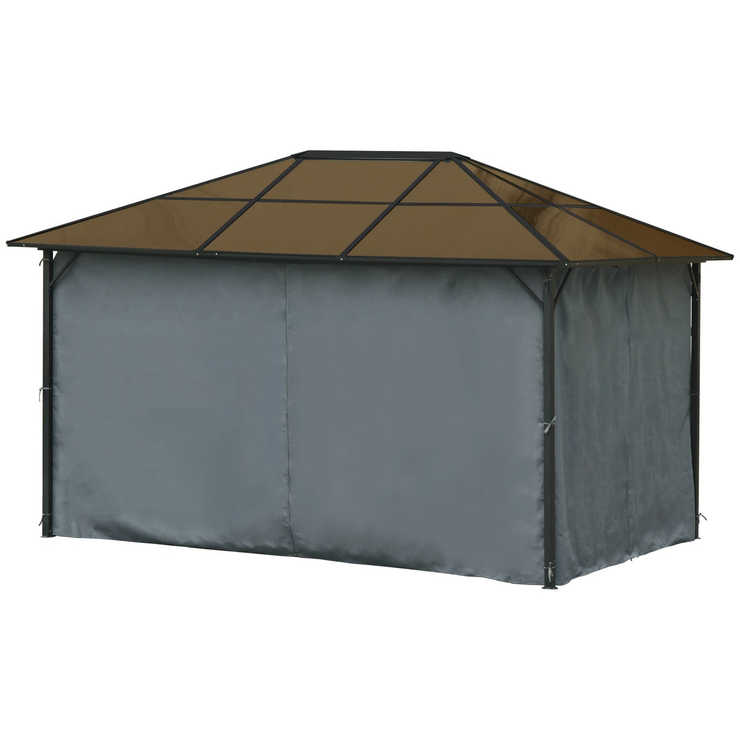 3x3M mörkgrå trädgårdspaviljongtält, aluminiumtak