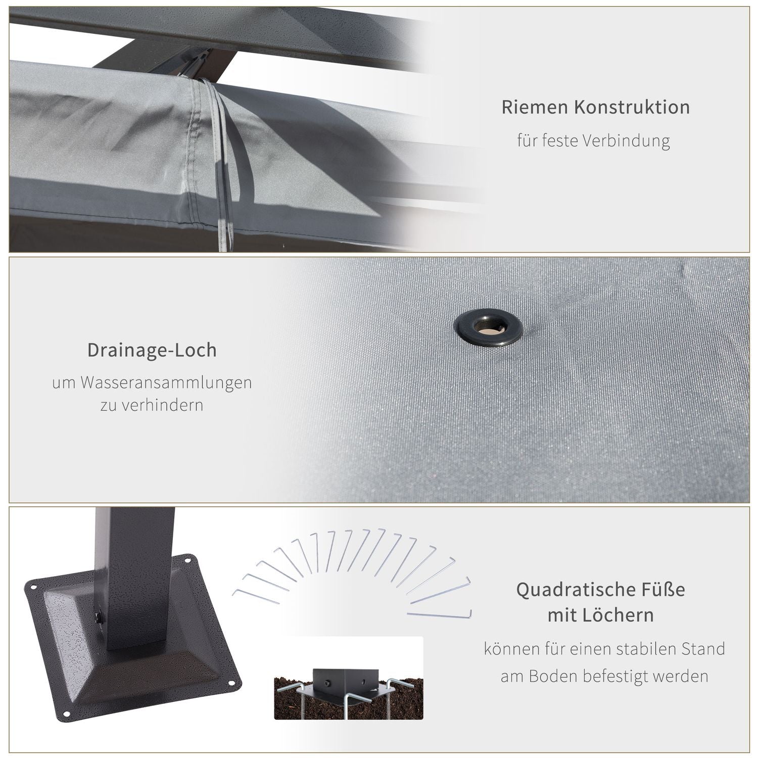 3x3m Pergola Gazebo med skjuttak, vattentätt UV-skydd