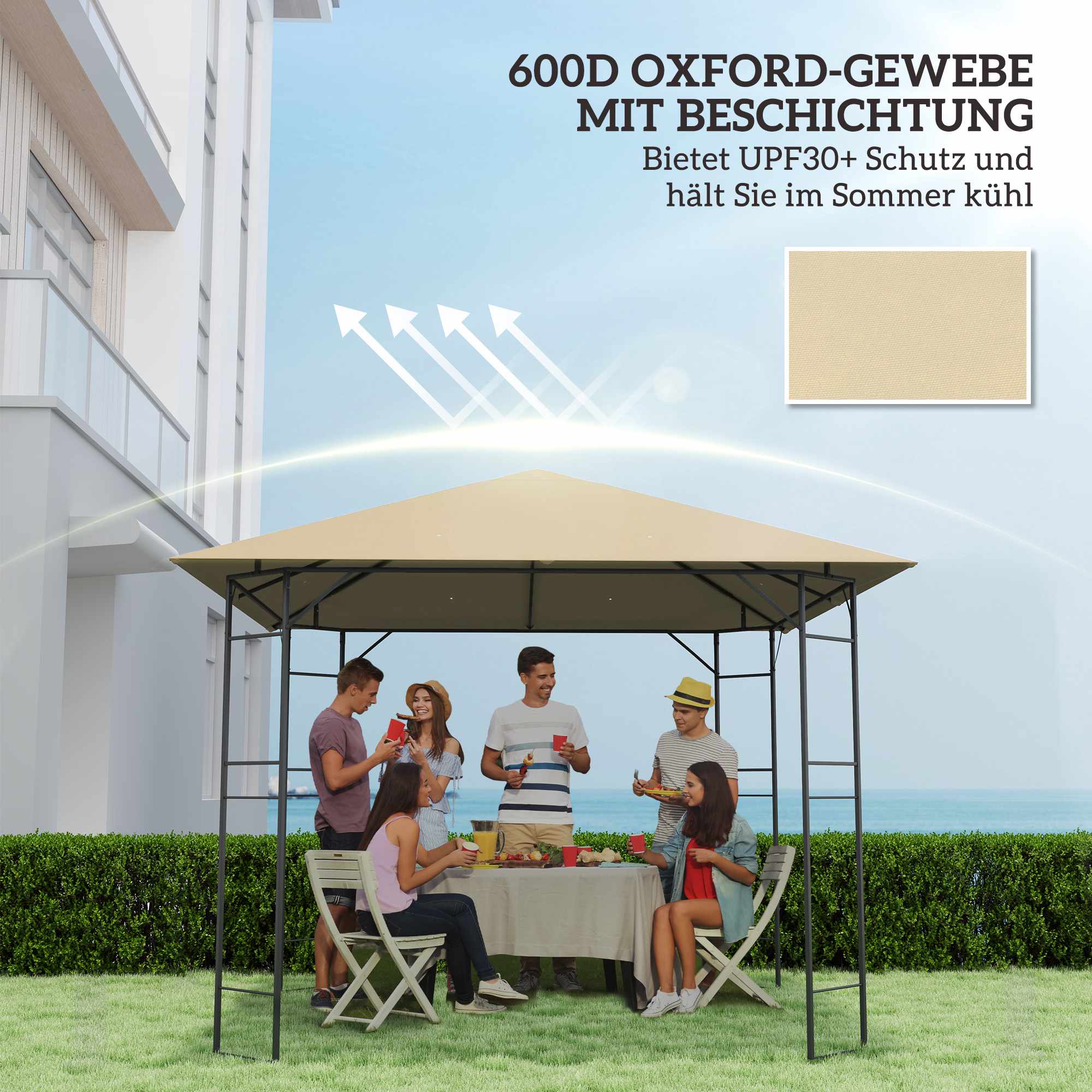 3x3m paviljongens reservtak, vattentåligt, UPF30+