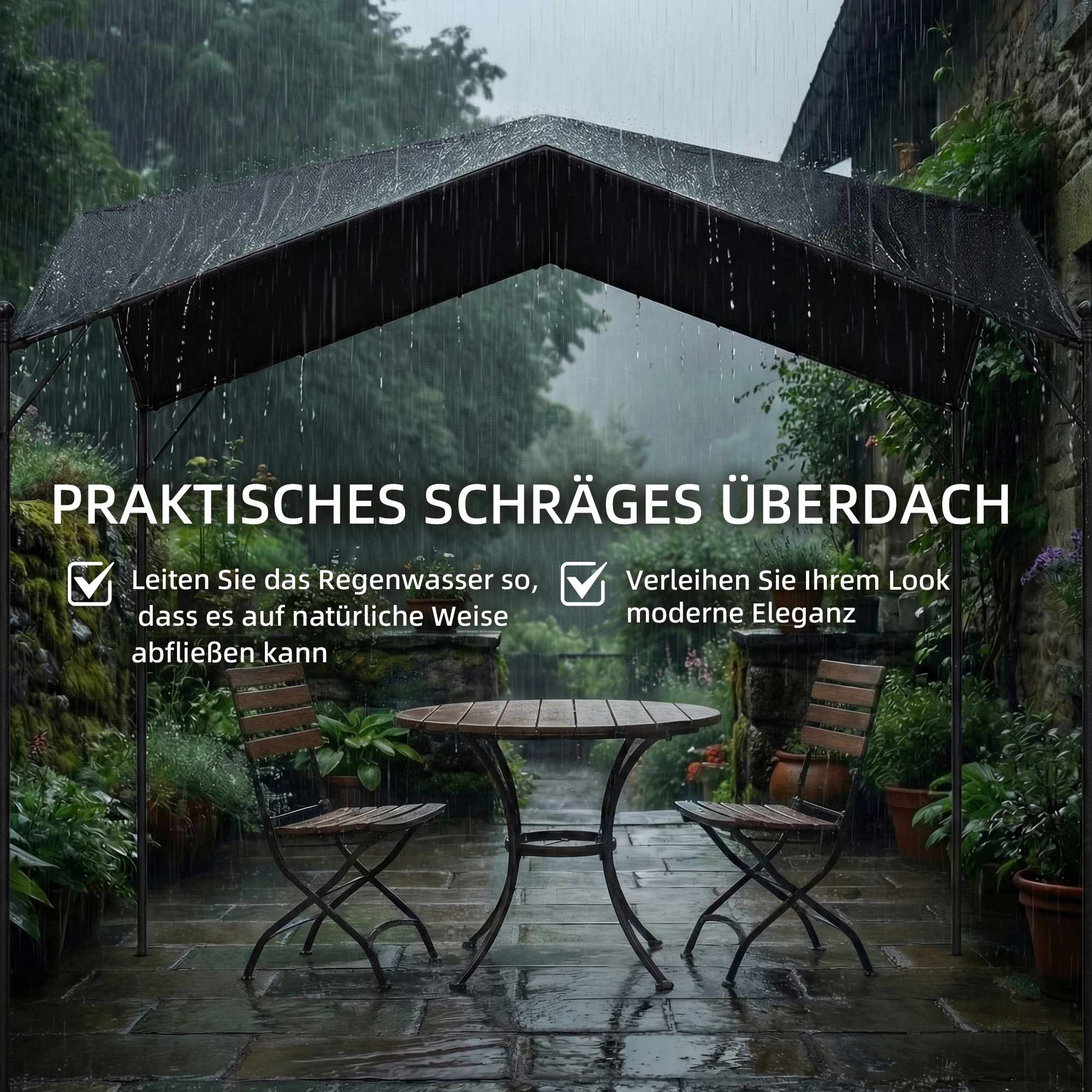 3x3 m pergola med metallram och UPF30+ tak