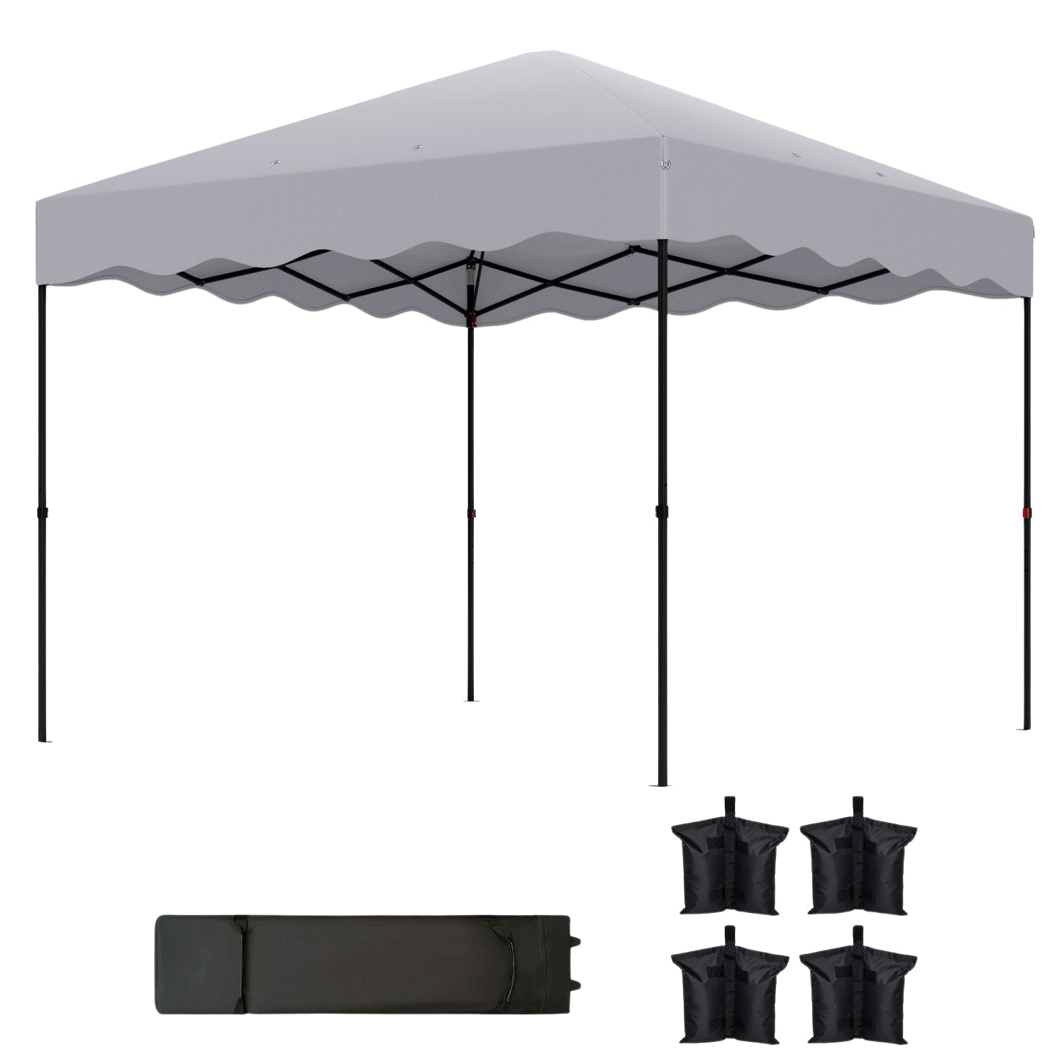3x3m vattenavvisande pop-up paviljong, UV 50+, ljusgrå