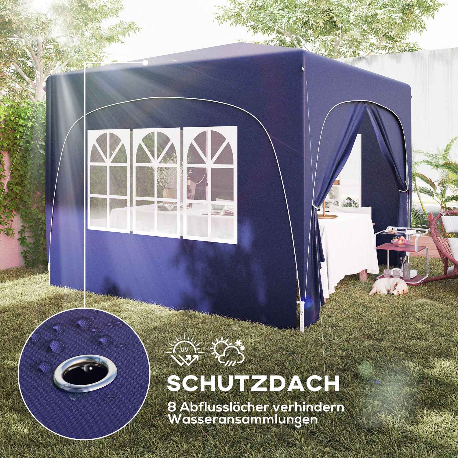 3x3m väderbeständig Pop-Up Gazebo, UV50+, Mörkblå