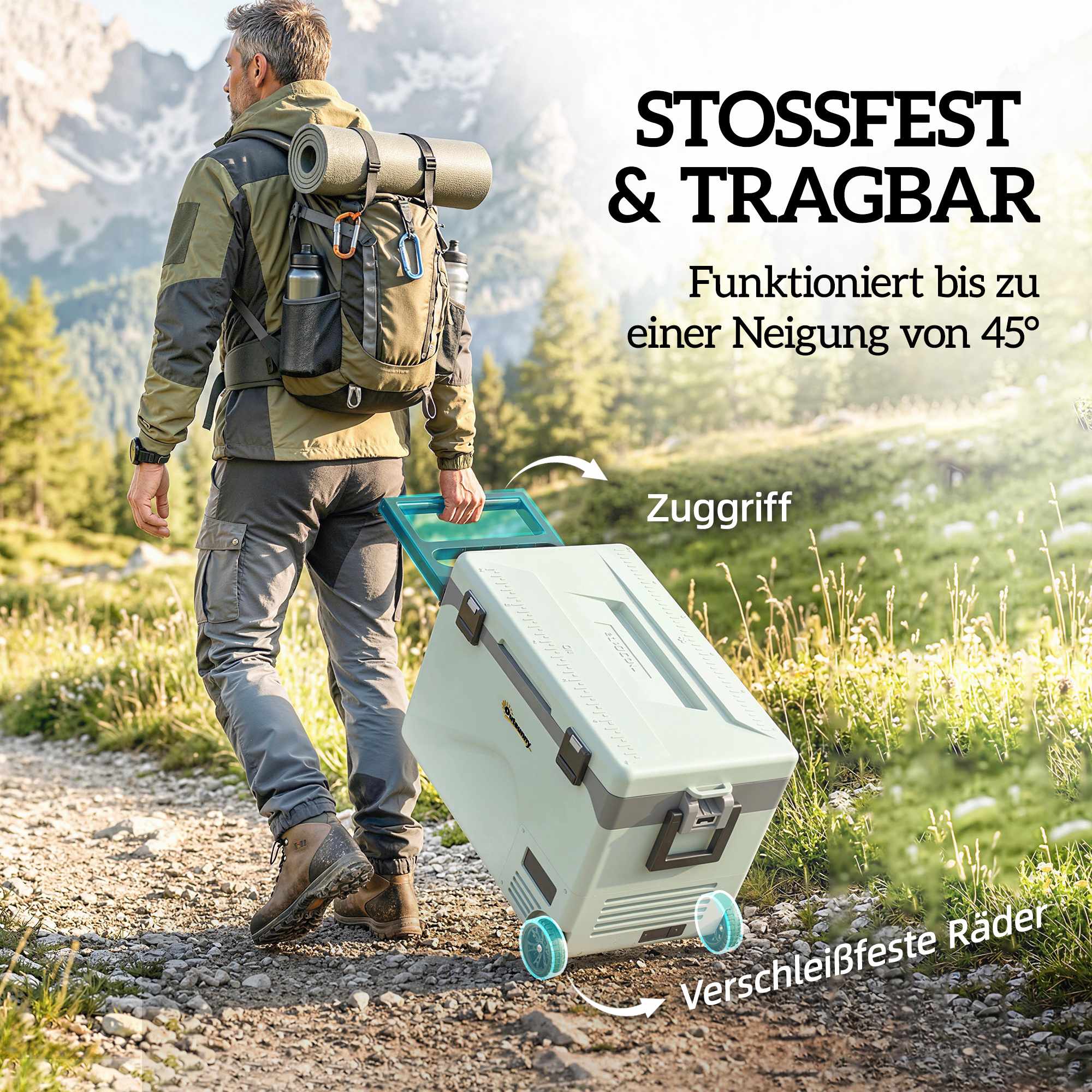 42,5L elektrisk kompressorkylbox med Bluetooth och hjul