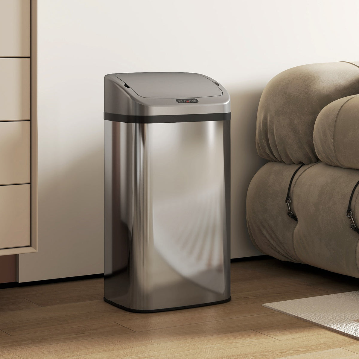 Senzorový odpadkový koš o objemu 48L, automatické zavírání, nerezová ocel