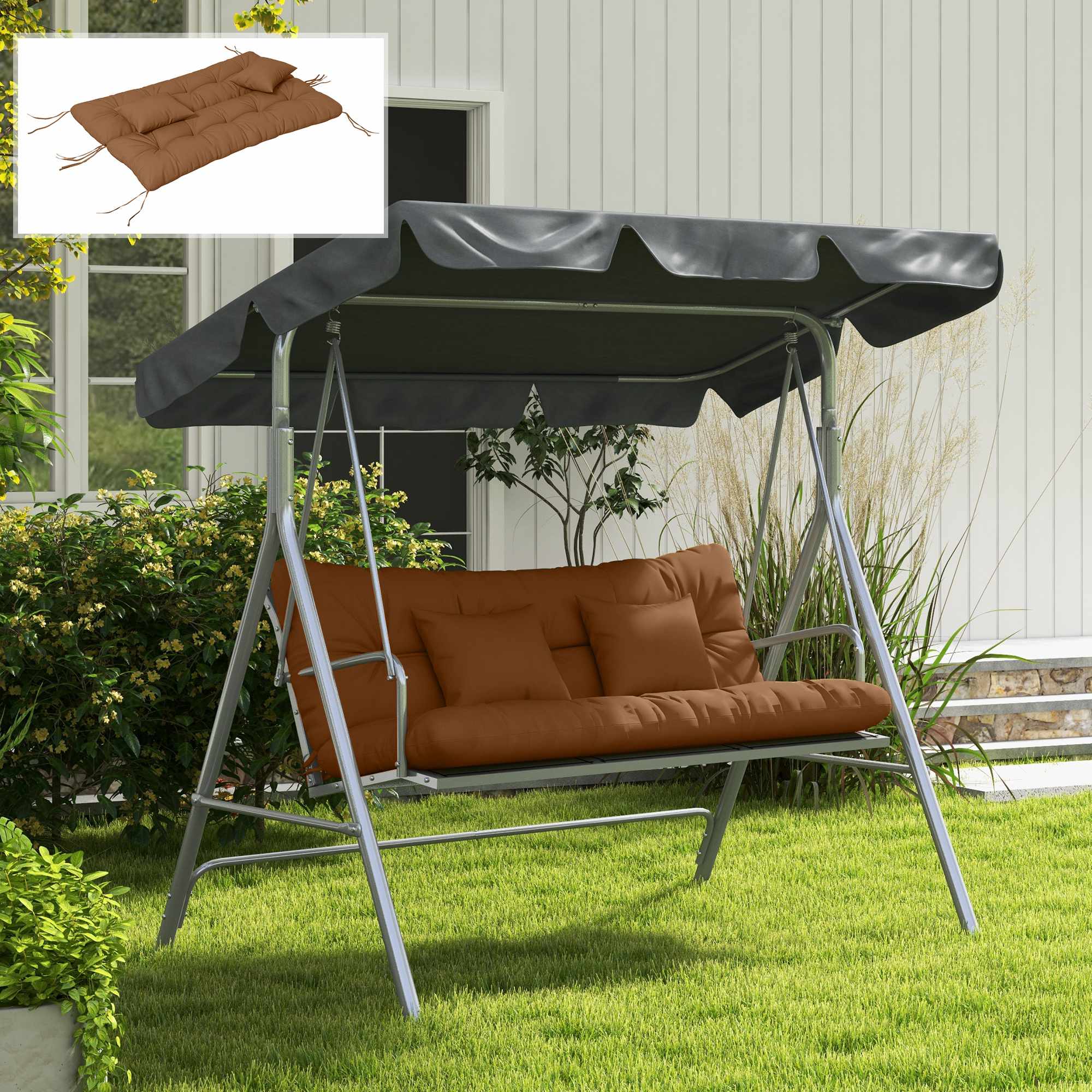 4-delat vattentätt sittdynset, 150x50 cm, brun