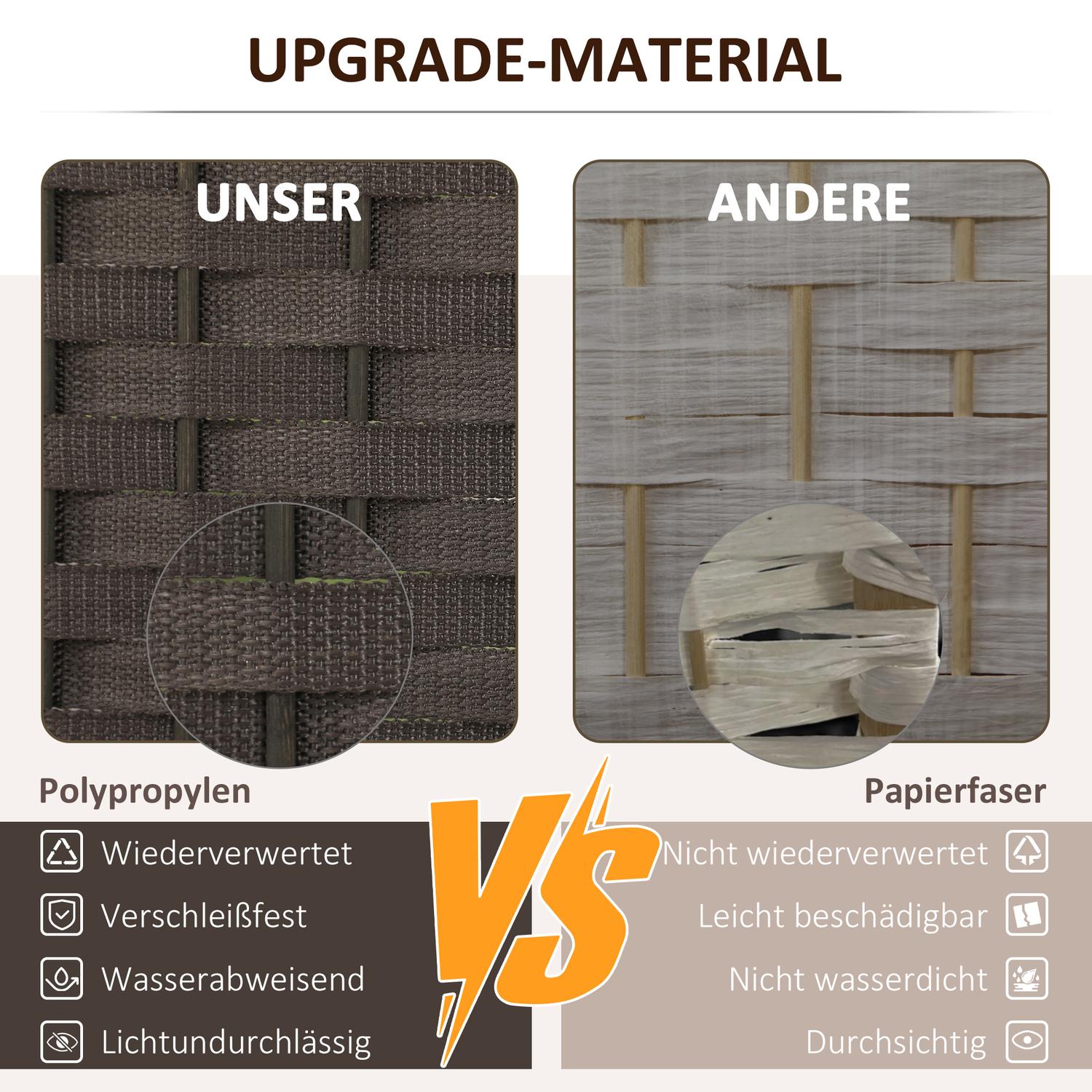 4-panels fällbar rumsavdelare, brun, polypropen