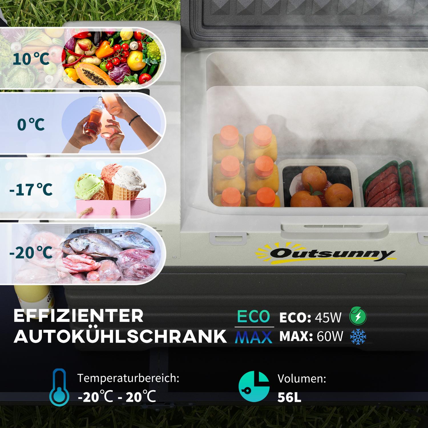 Přenosný autochladicí box 56L, 12/24V a 240V, -20°C, režimy Eco/Max