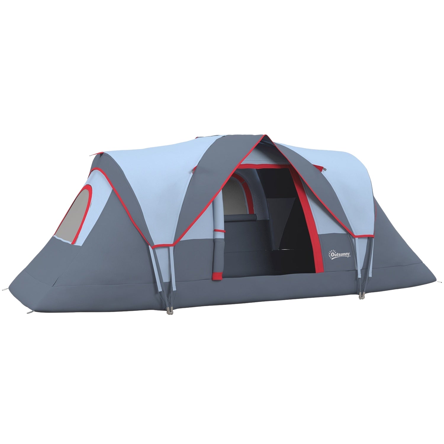 5-6 personers grått campingtunneltält med pinnar – polyester