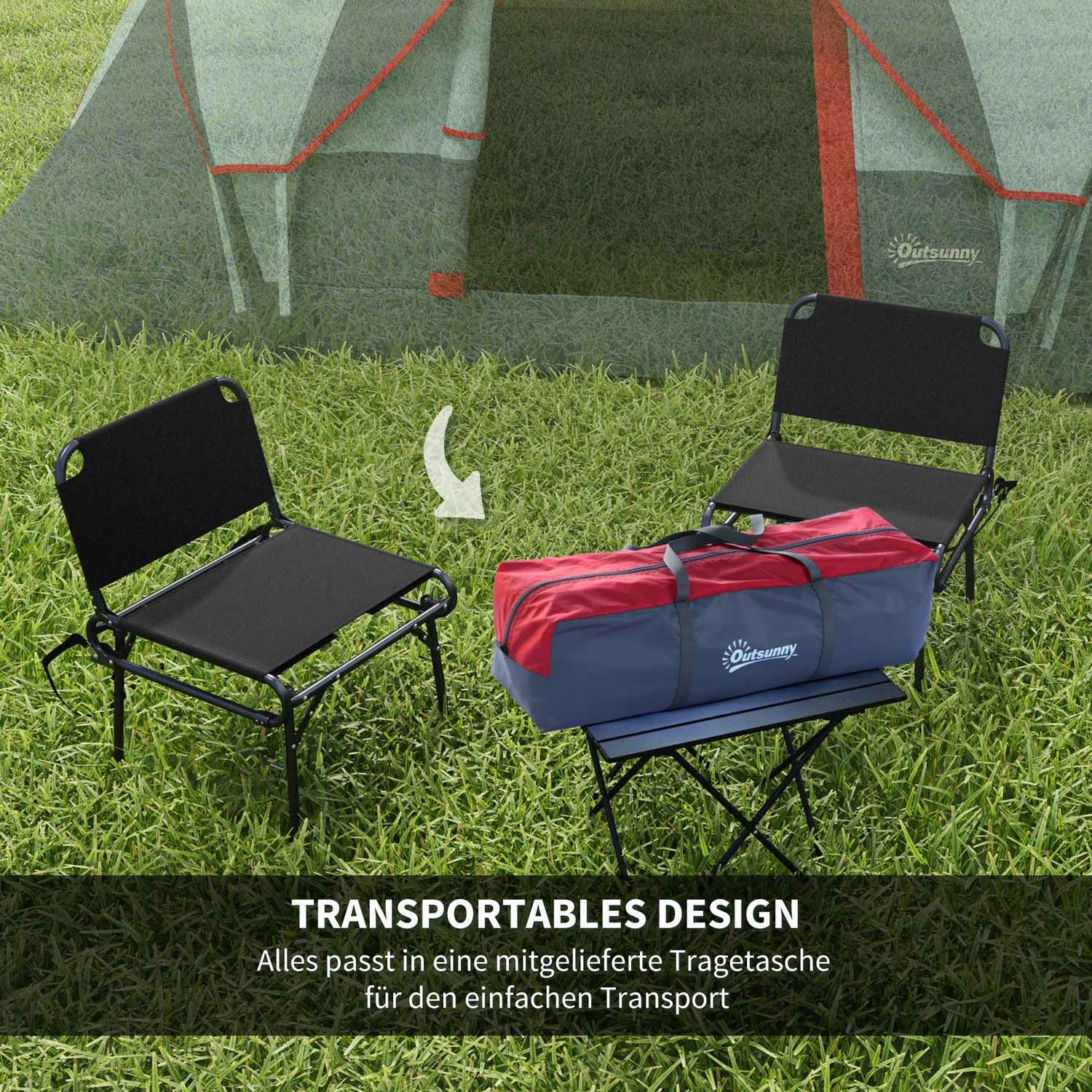 5-6 personers grått campingtunneltält med pinnar – polyester