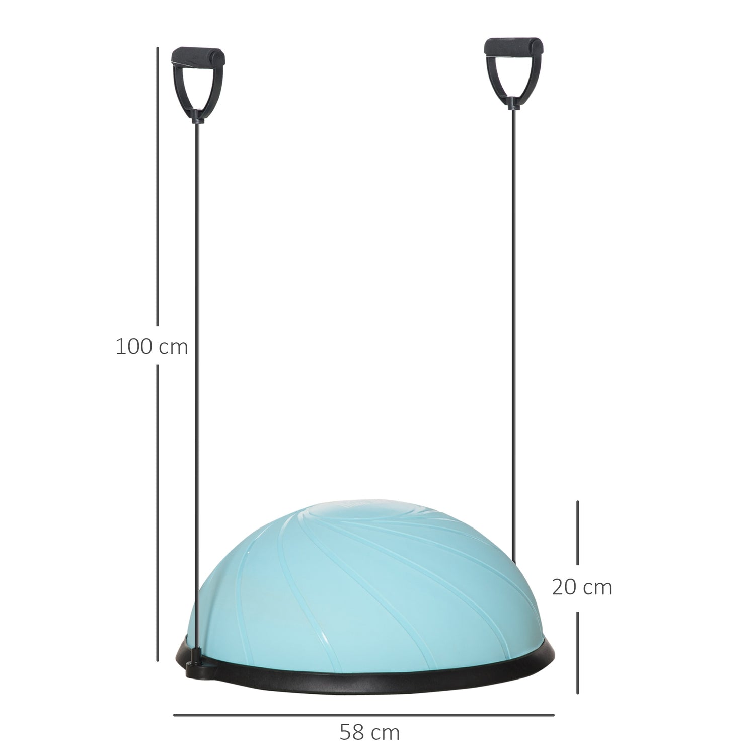 58 cm Half Yoga Ball Trainer med rep för balansstabilitet