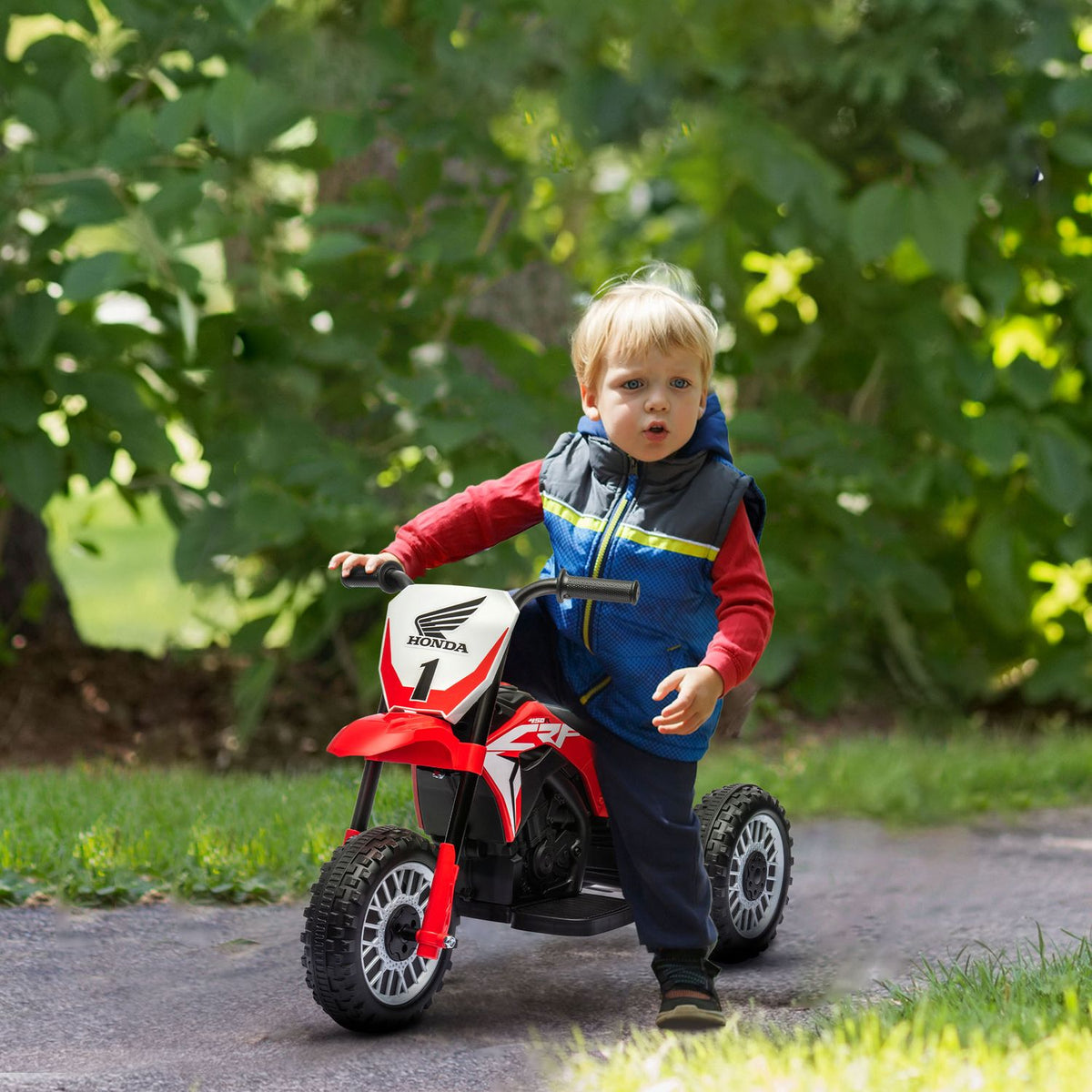 6V elektrická motorka pro děti s klaksonem a hudbou, červená