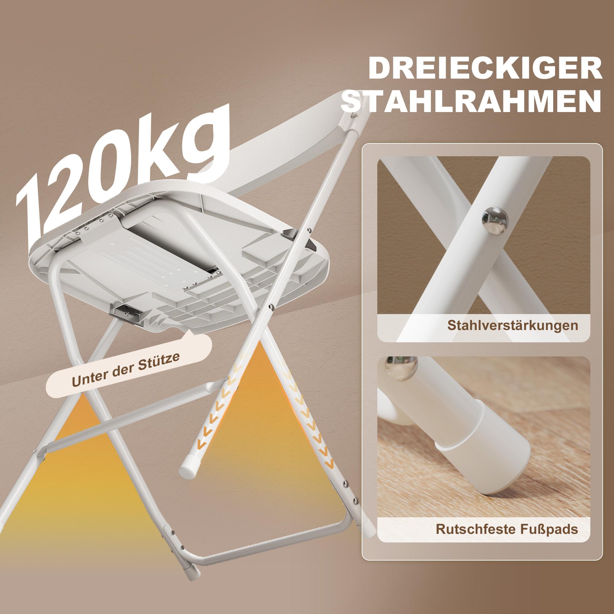 6-delade fällstolar, vita, stålram, dräneringshål