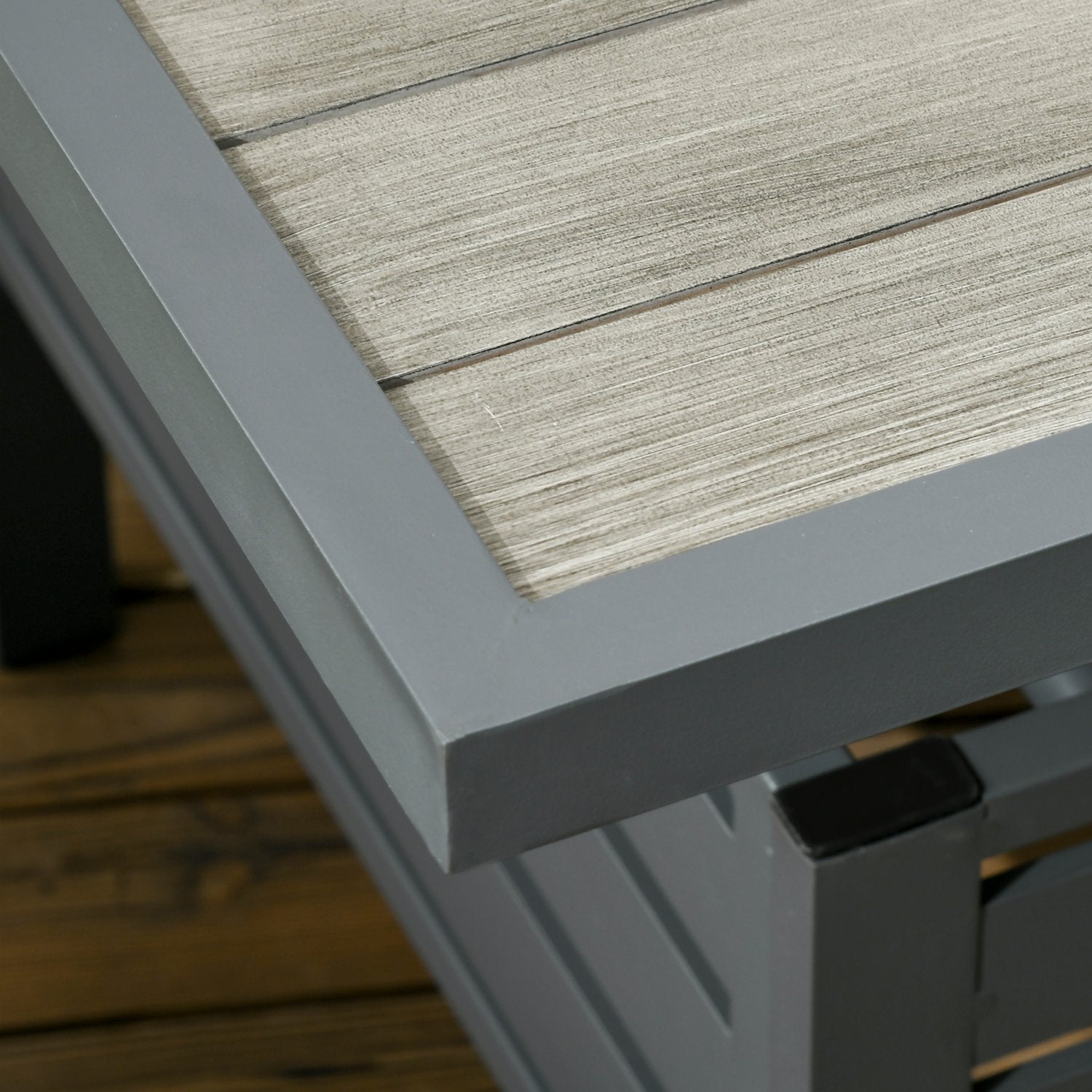 6-delad uteplats sittset, justerbart bord, aluminiumram