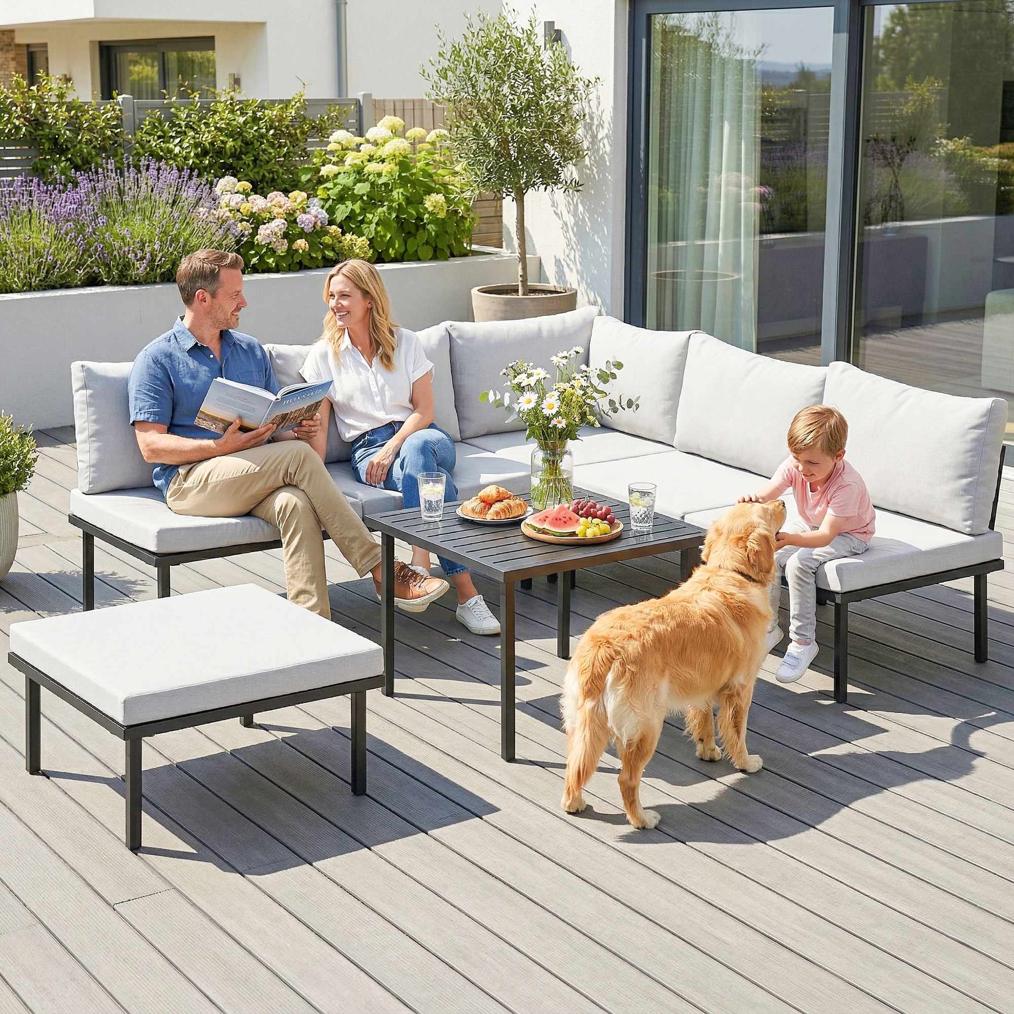 6-delat utomhusloungeset för 5-6 personer med bord