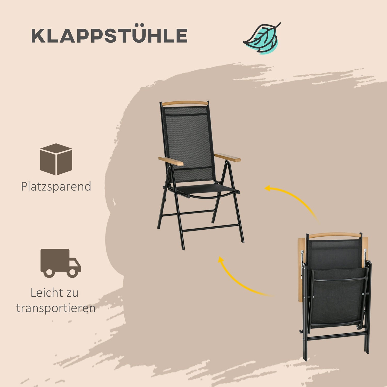 6-personers hopfällbar trädgårdsmöbelset, aluminiumnät, svart