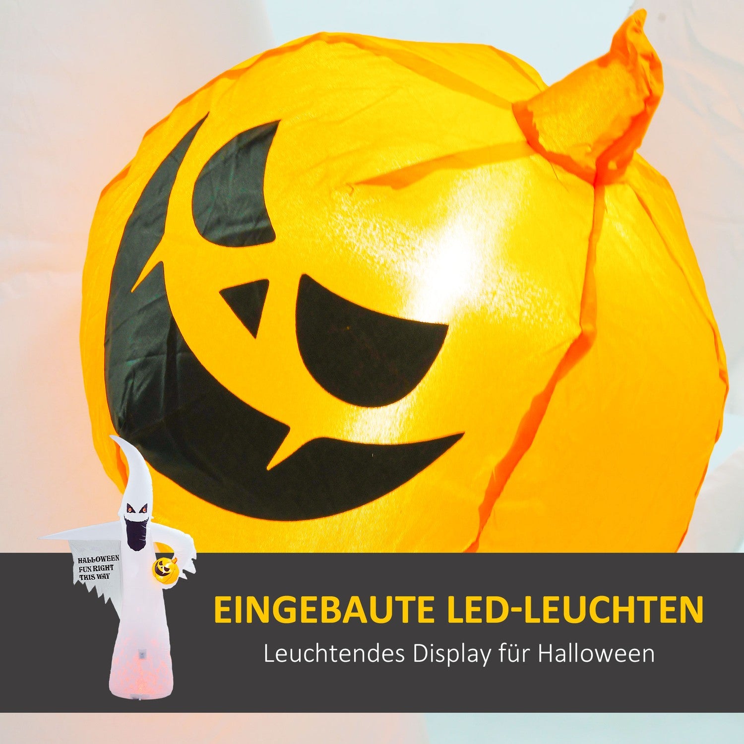 8stopý nafukovací halloweenský duch s LED osvětlením pro vnitřní i venkovní dekoraci