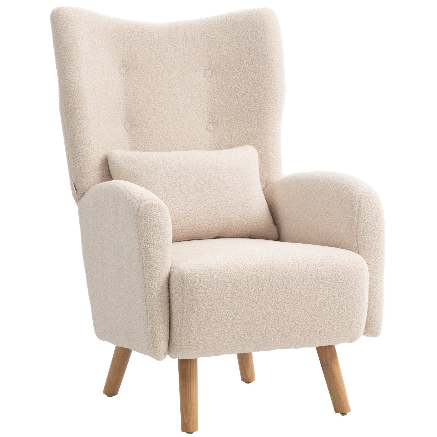 Accentfåtölj, plyschklädsel, skumdyna, beige
